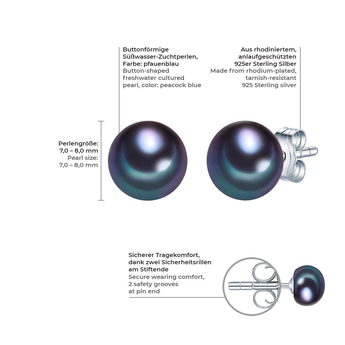 Valero Pearls Perlenohrringe silber, aus Sterling Silber