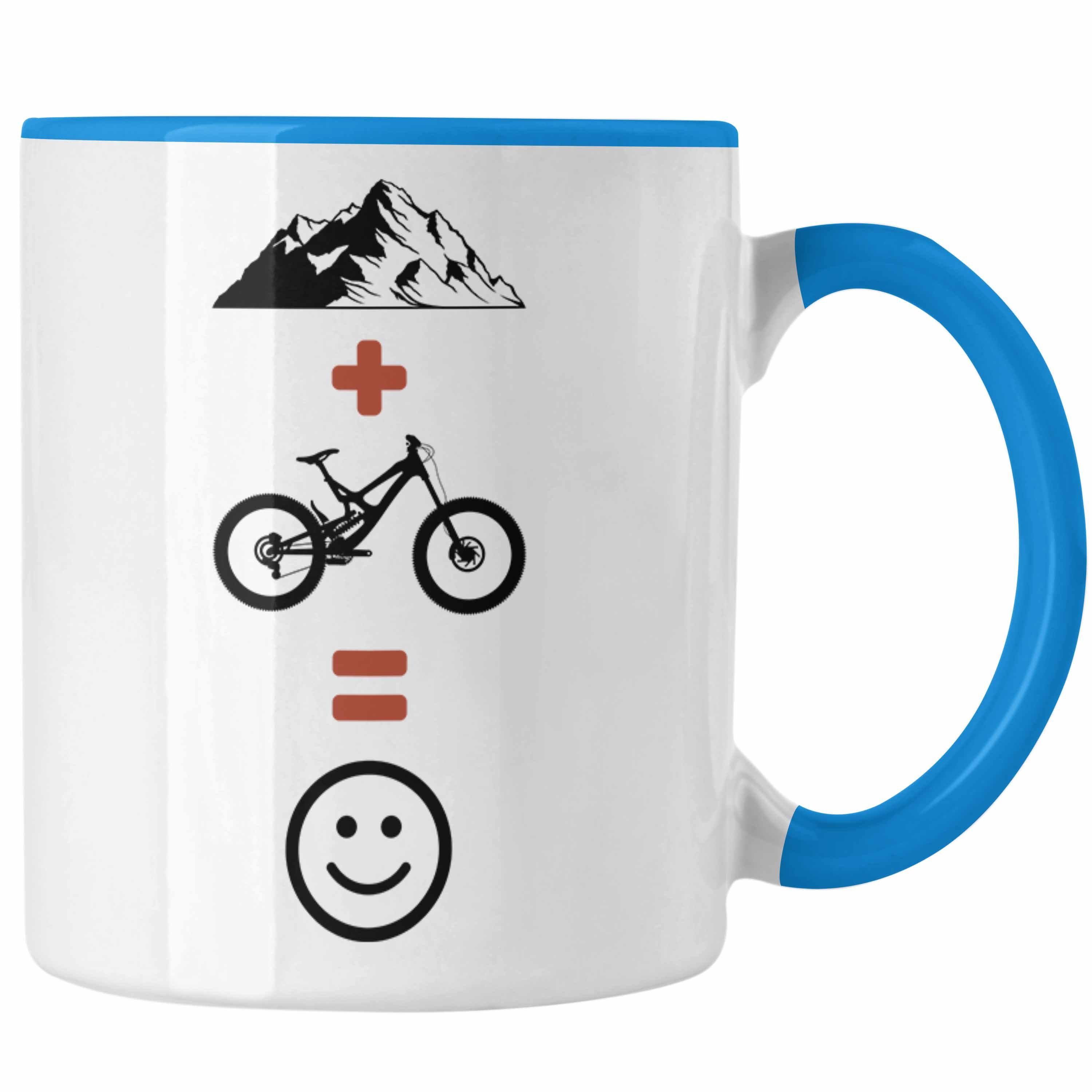 Geschenk Tasse Geschenkidee Downhill Berge Fahrer Trendation MTB Mountainbike Tasse Blau