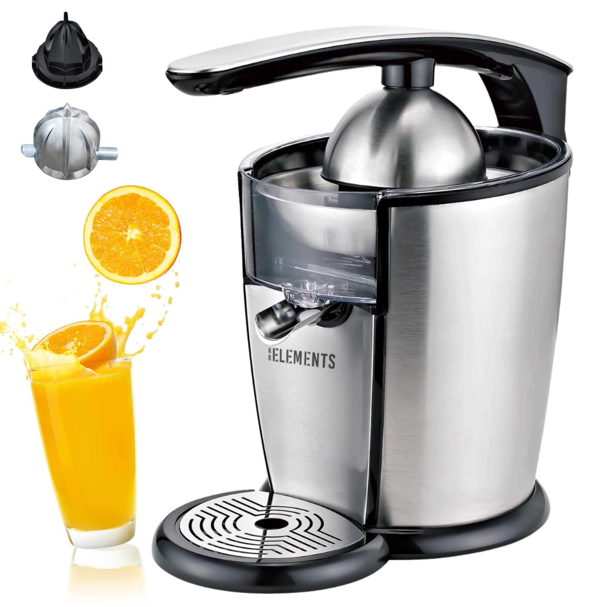 KB Elements Zitruspresse ELK301J, 300 W, 300 Watt voll Kupfer Motor, Edelstahl, Tropfstop