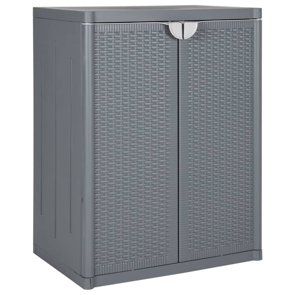 vidaXL Garten-Geräteschrank NA Gartenschrank Grau 65x45x88 cm Kunststoff Polyrattan Outdoor Terras