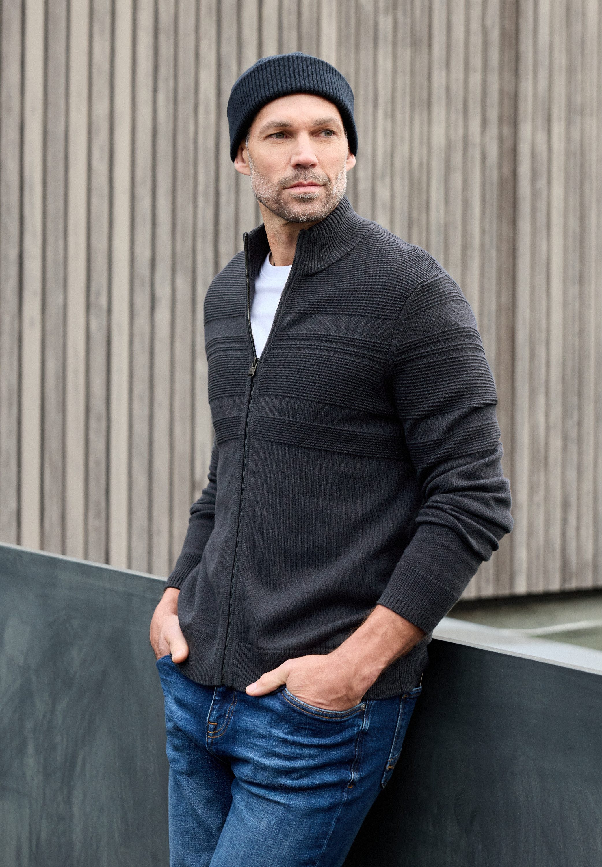 STREET ONE MEN Cardigan aus reiner Baumwolle