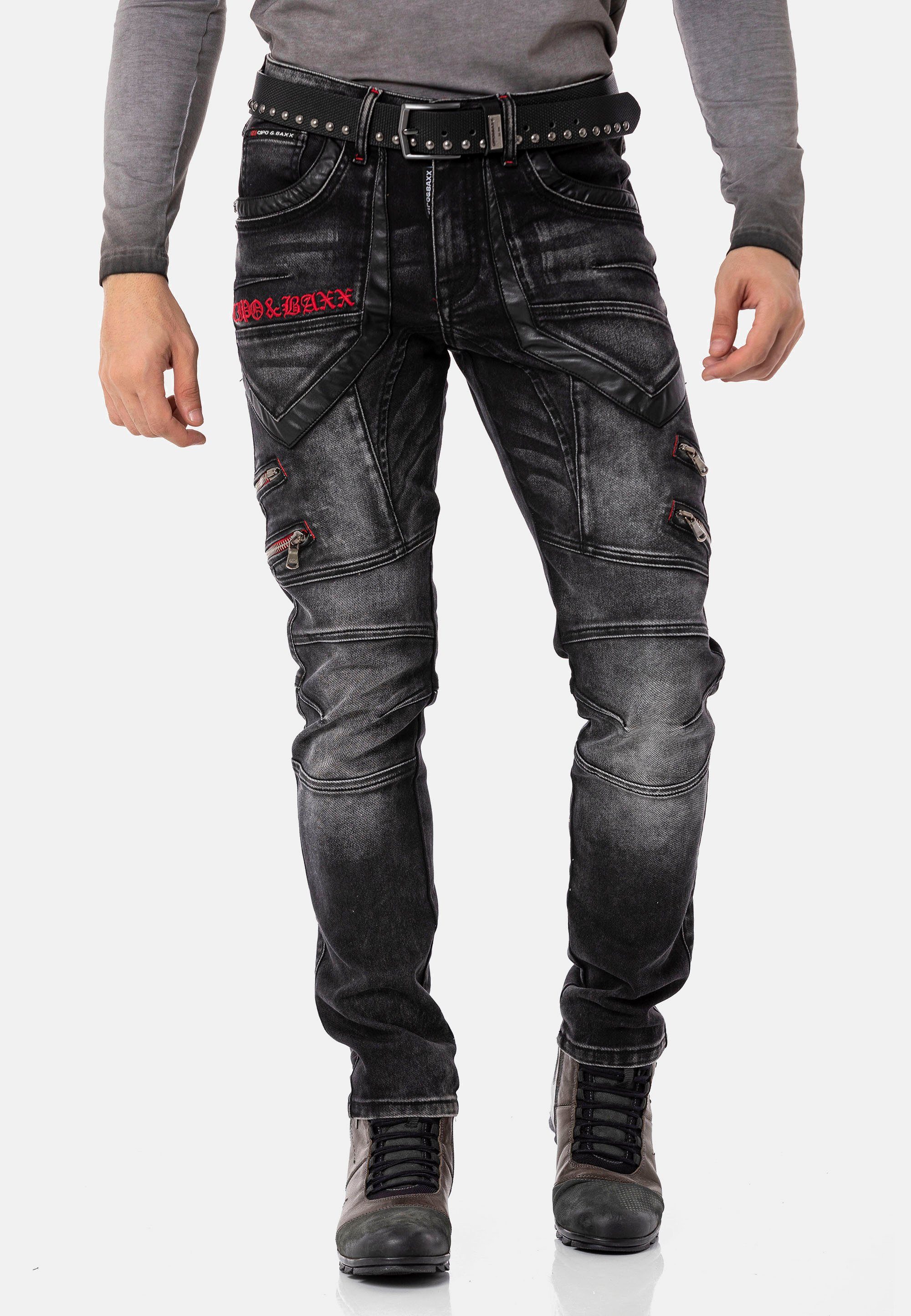 Cipo & Baxx Bequeme Jeans im rockigen Design schwarz