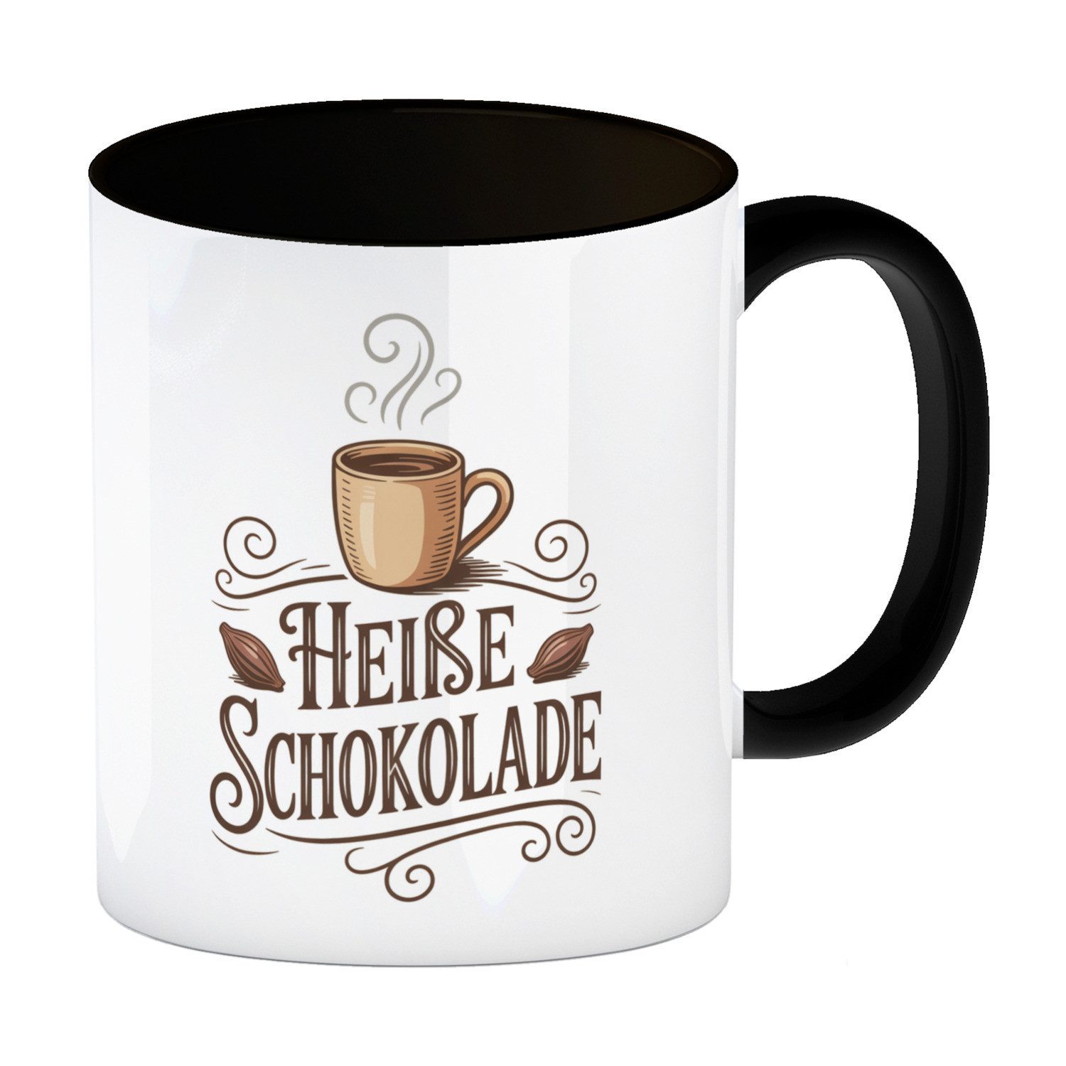 speecheese Tasse Heiße Schokolade Kaffeebecher in schwarz mit Vintage Tasse