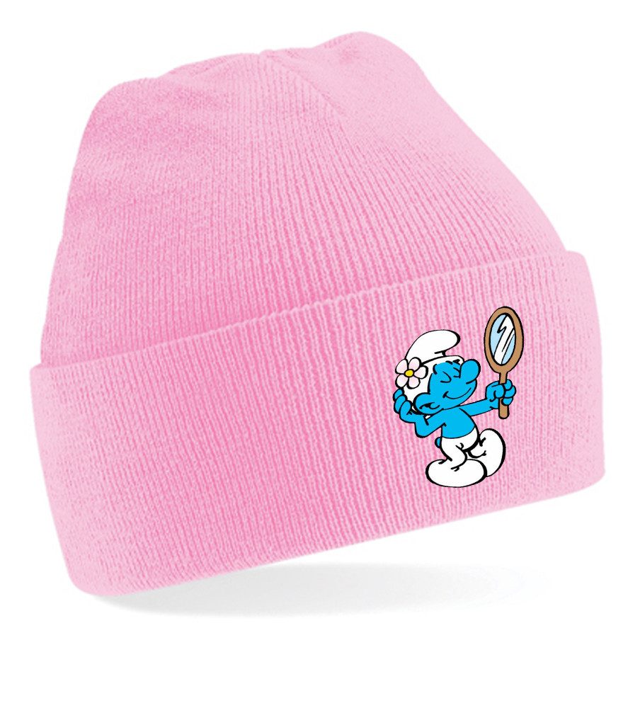 Blondie & Brownie Beanie Beauty Schlumpf Spiegelmotiv Beanie Cartoon Strickmütze Unisex (Einzelprodukt, Einzelartikel) Beanie Beauty Schlumpf Spiegel Motiv Strickmütze Unisex Winter Warm