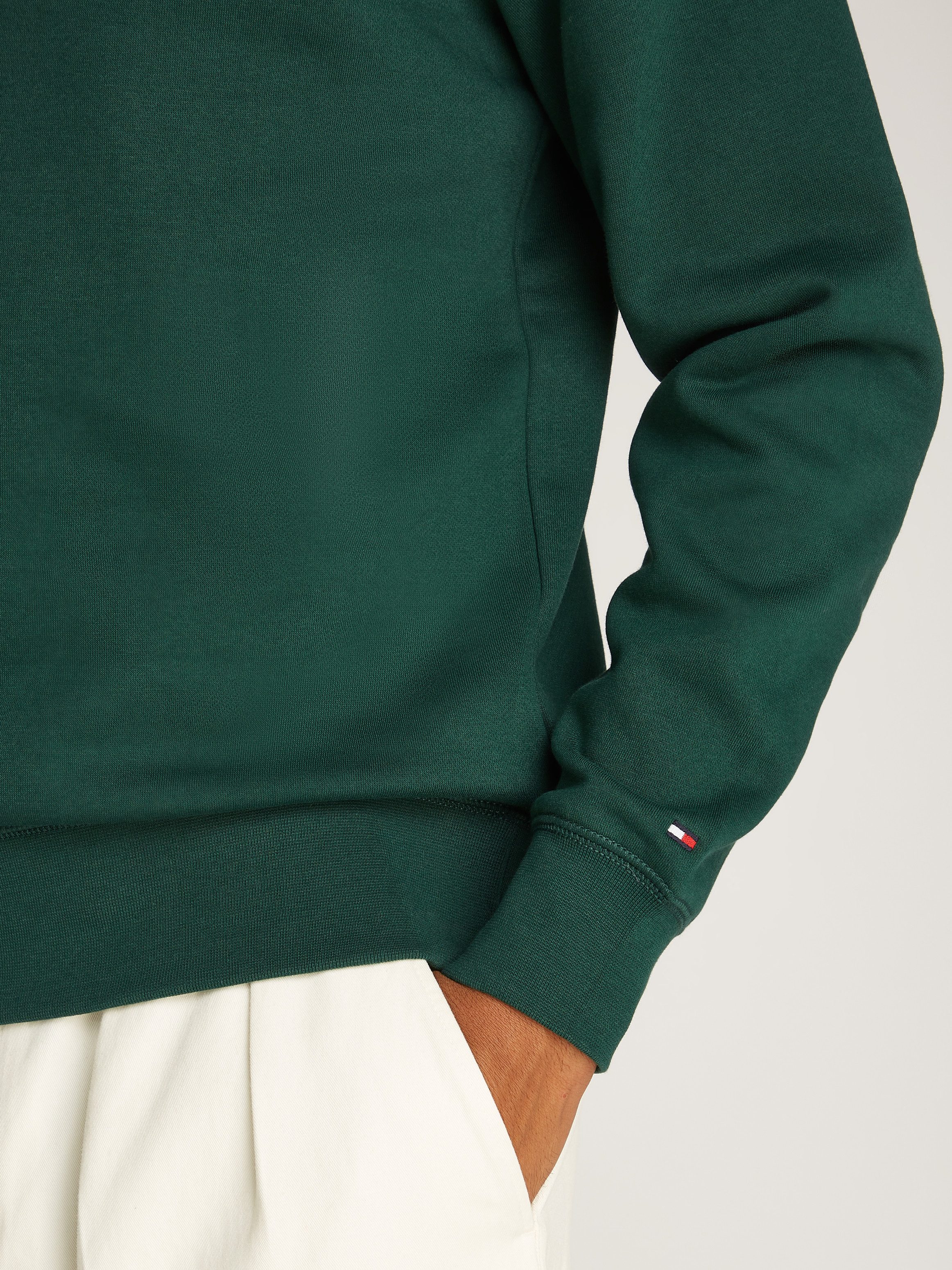 Tommy Hilfiger Sweatshirt TOMMY LOGO unifarben, casual, regular fit, Baumwollmix, Rundhals