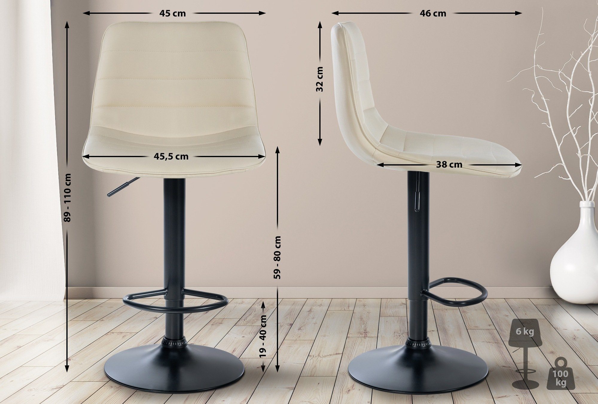 CLP Barhocker Lex Kunstleder (2er Set, günstig online kaufen