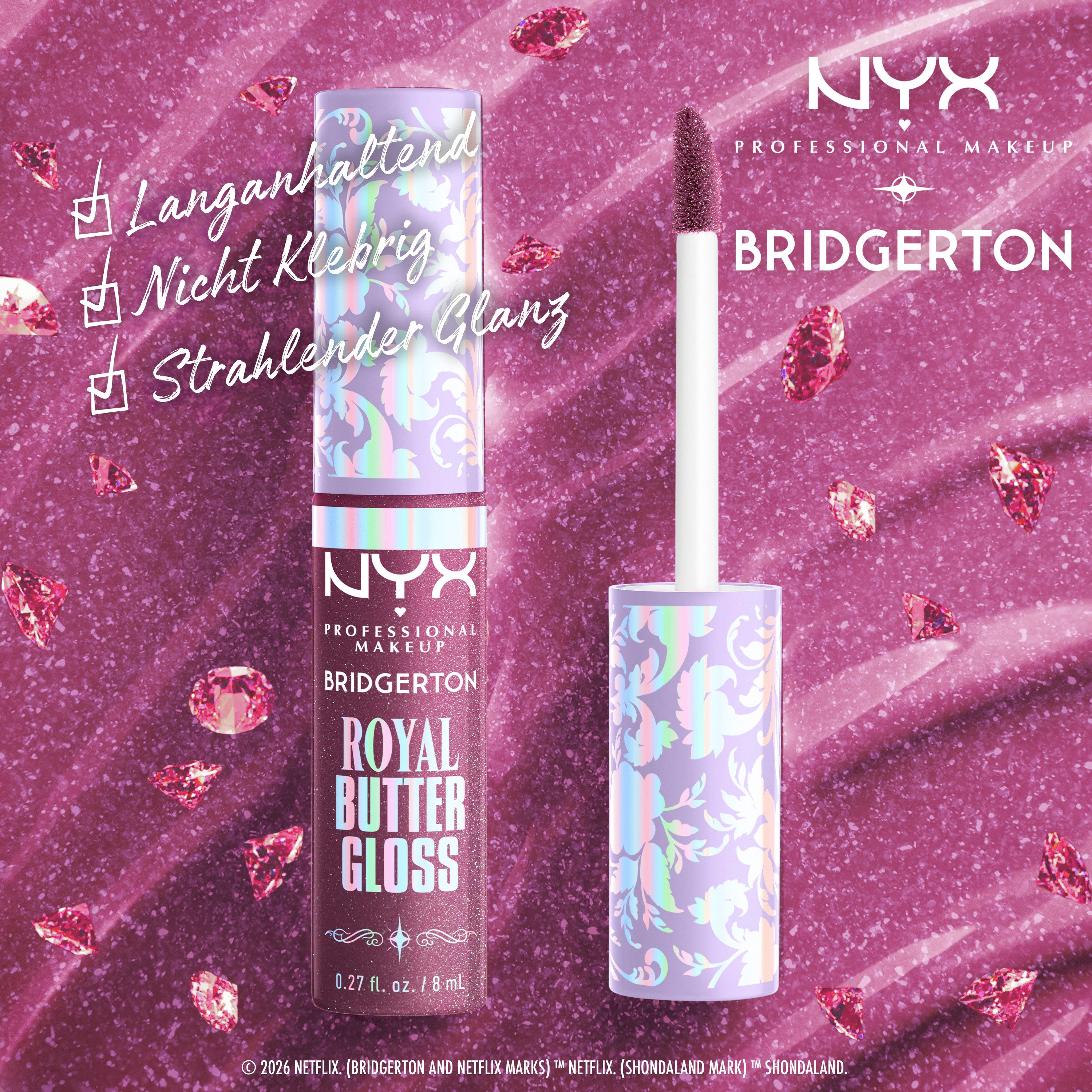 NYX PROFESSIONAL MAKEUP Schmink-Set BRIDGERTON ROYAL TREASURES LIP KIT, 2-tlg., Royal Butter Gloss und Royal Lip Liner – Bild 4 von 5