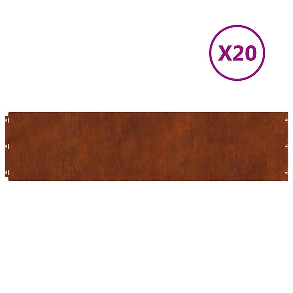 vidaXL Beetumrandung Rasenkanten 20 Stk. 25x103 cm Flexibel Wetterfester Stahl