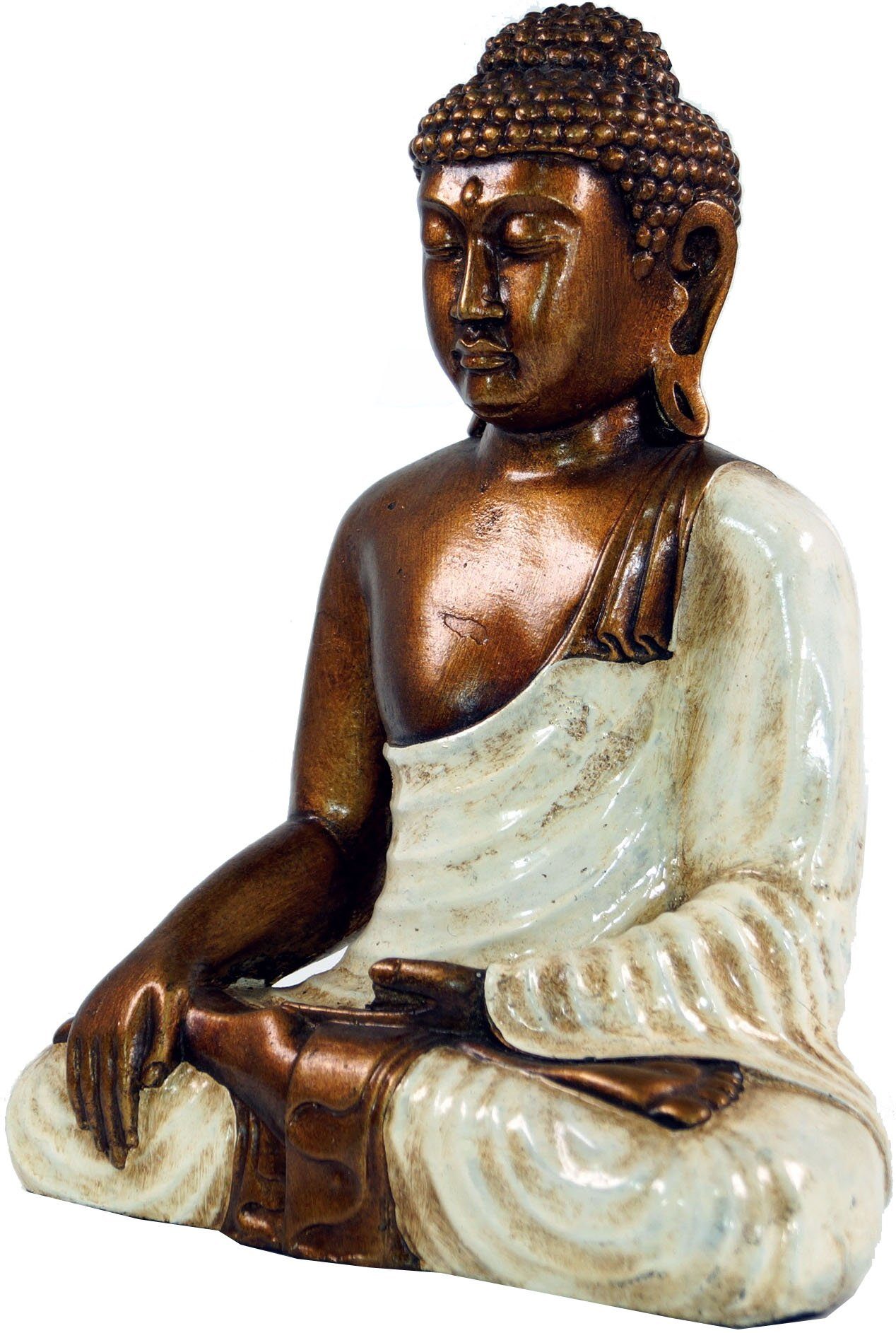 Guru-Shop Buddhafigur Buddha aus.. Sitzender Mudra Bhuimsparsha im weiß