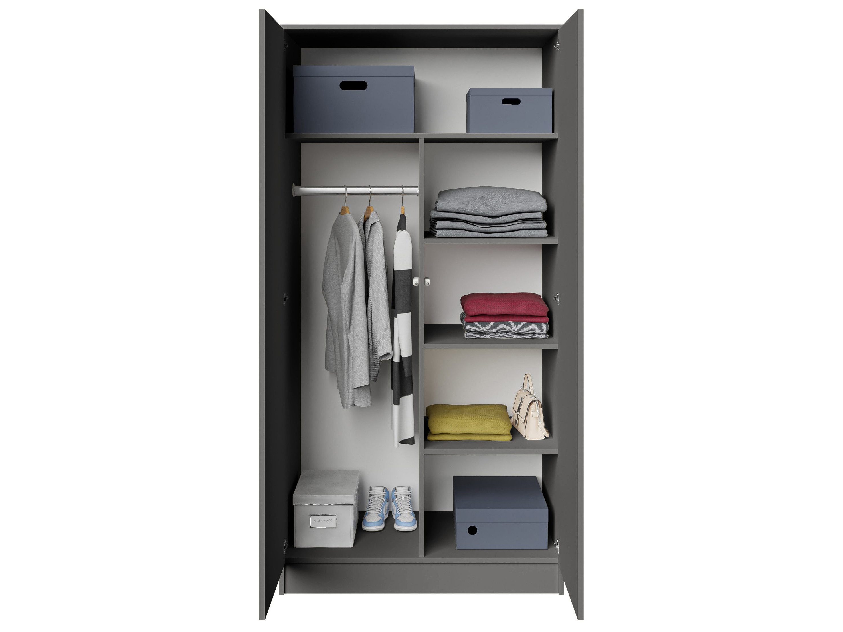 Beautysofa Kleiderschrank Zweitüriger mit Drehtürenschrank LOOK (Breite: 90 cm, Modernes TIP-ON Öffnungssystem (griffloses Öffnen möglich) Erhältlich mit oder ohne Schubladen