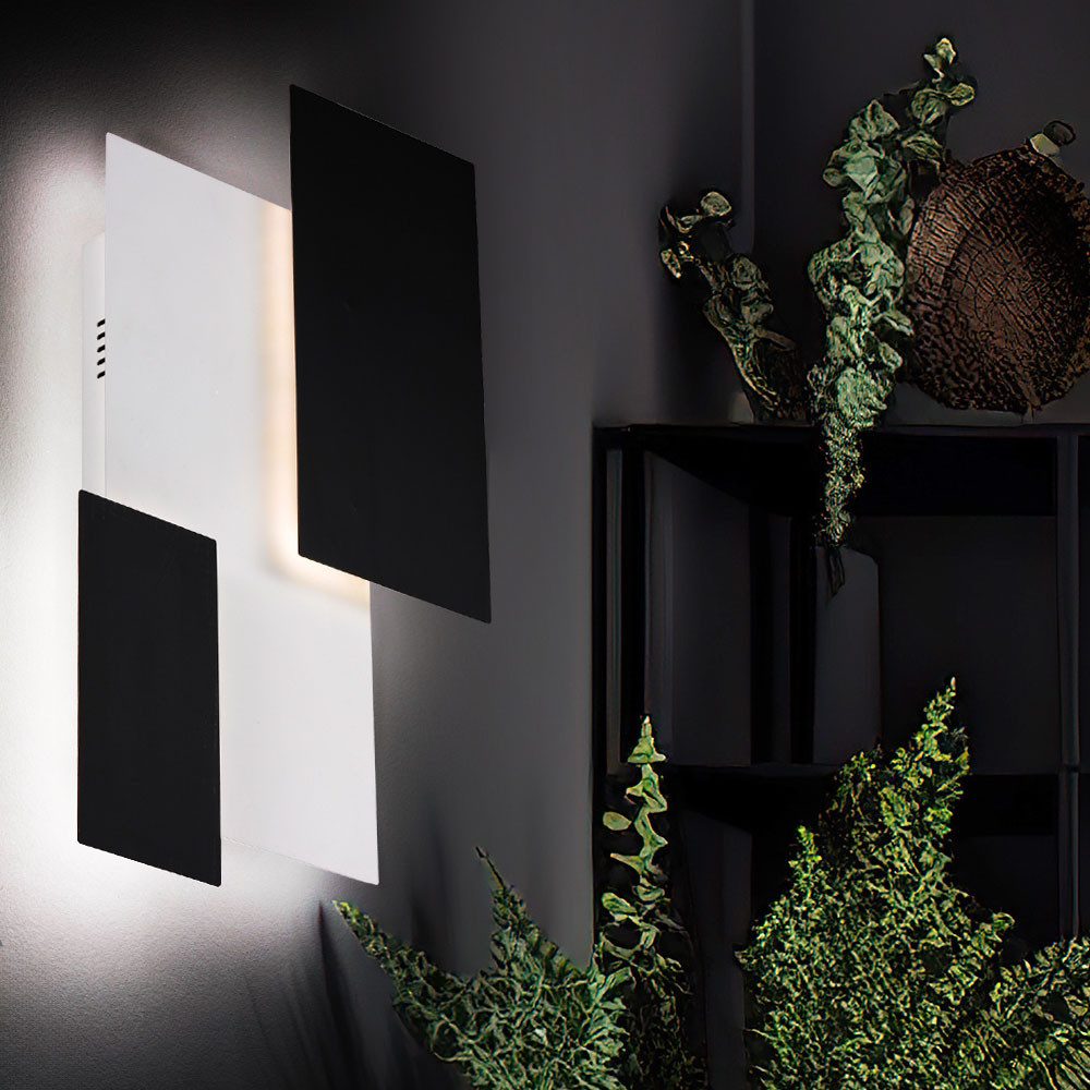 WOFI LED Wandleuchte, Leuchtmittel inklusive, Warmweiß, Wandlampe Esszimmerleuchte Glas satiniert Wandleuchte schwarz weiß