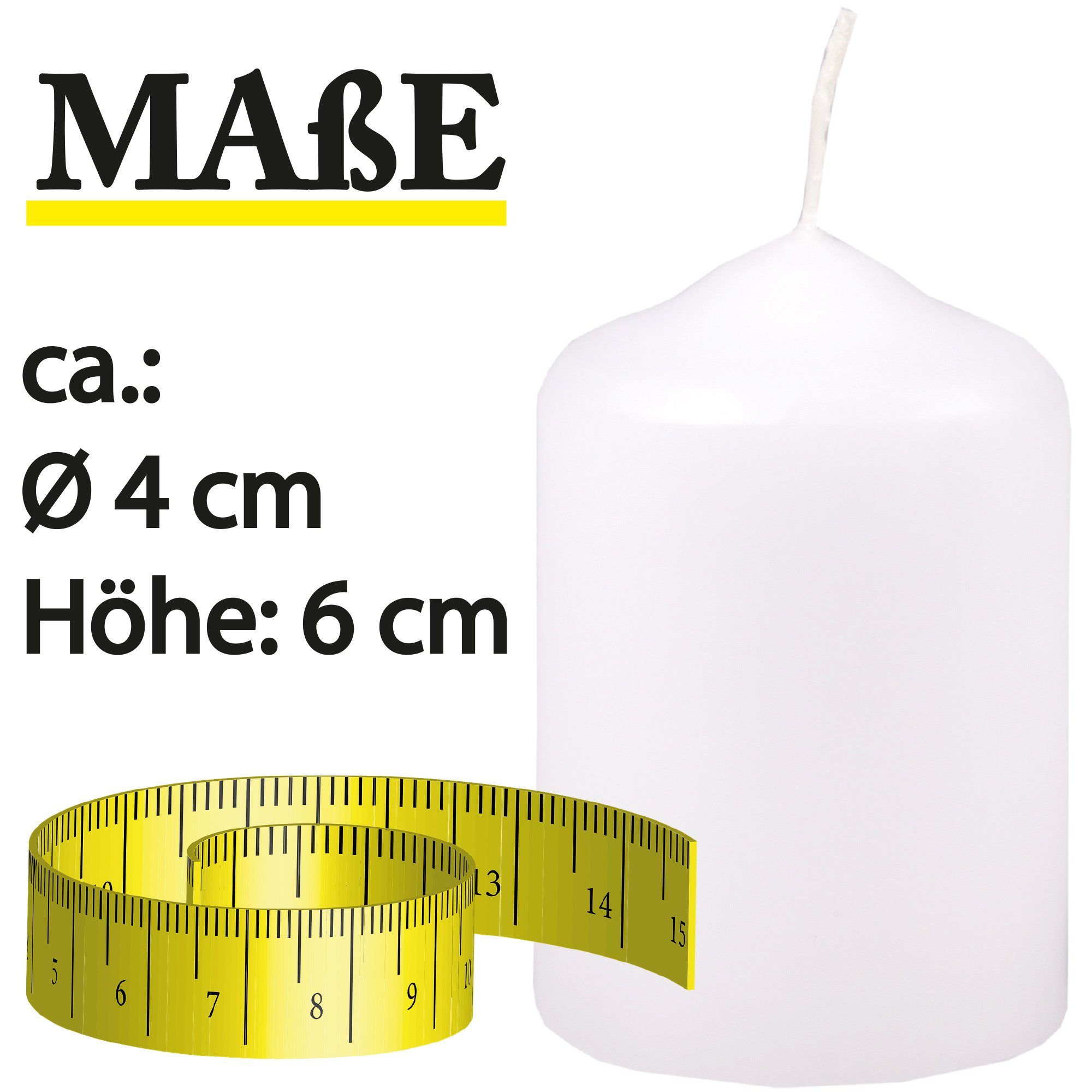 HS Candle Stumpenkerze aus Wachs (6-tlg., Dekolicht), Ø4xH6 cm Teelichtgröße, 7h Brenndauer je Kerze, Wachsmischung