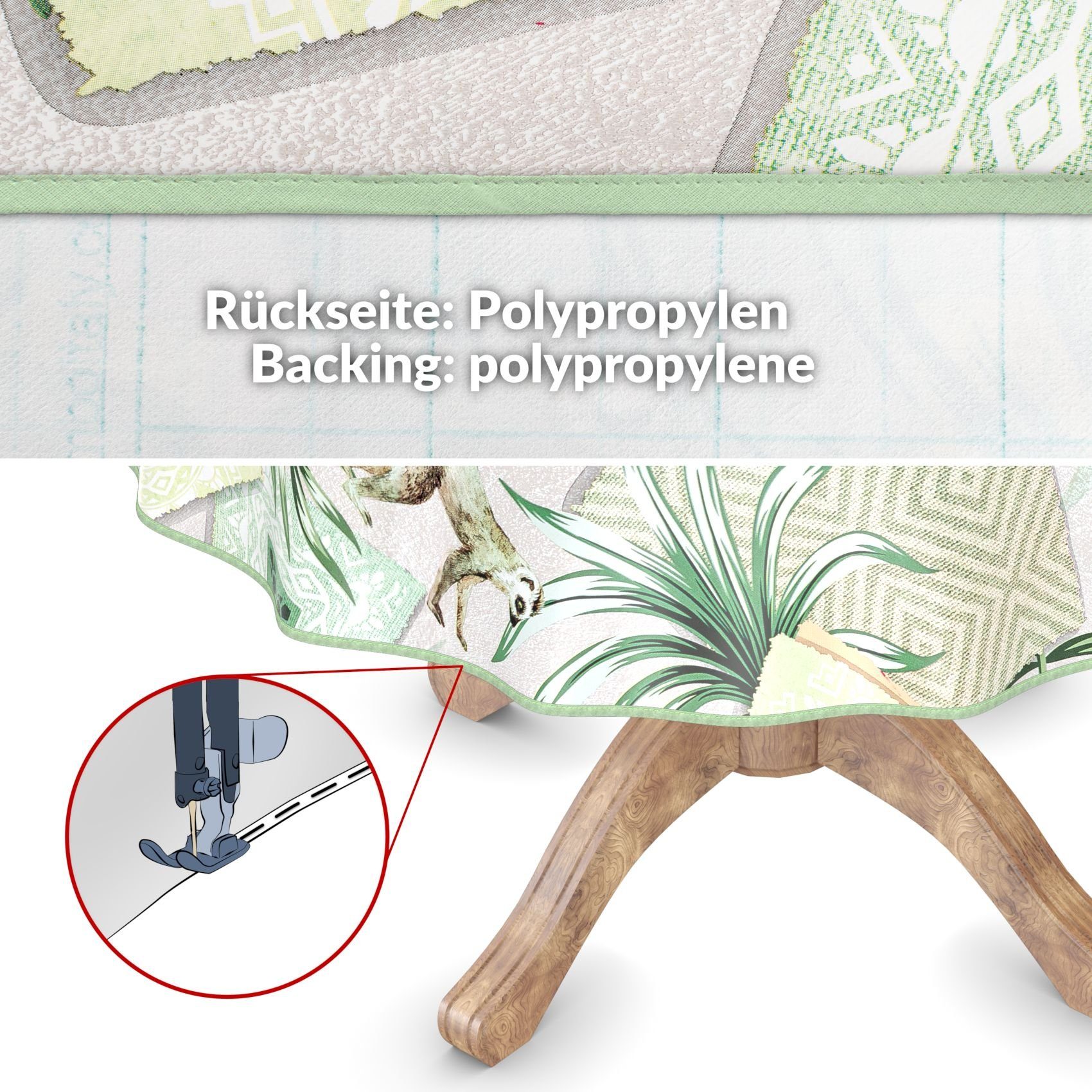 ANRO Tischdecke Wachstuchtischdecke Dschungeltiere abwaschbar, mit Paspelband – Bild 3 von 5