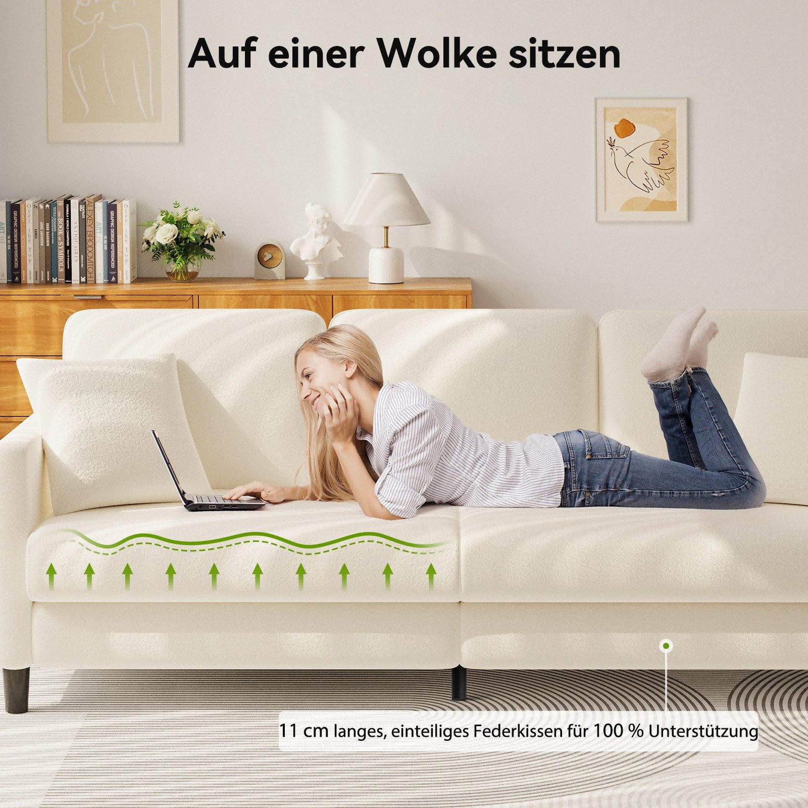 ToteBox 3-Sitzer Teddy Fleece Werkzeugfreier Aufbau Sofas für Wohnzimmer – Bild 3 von 5