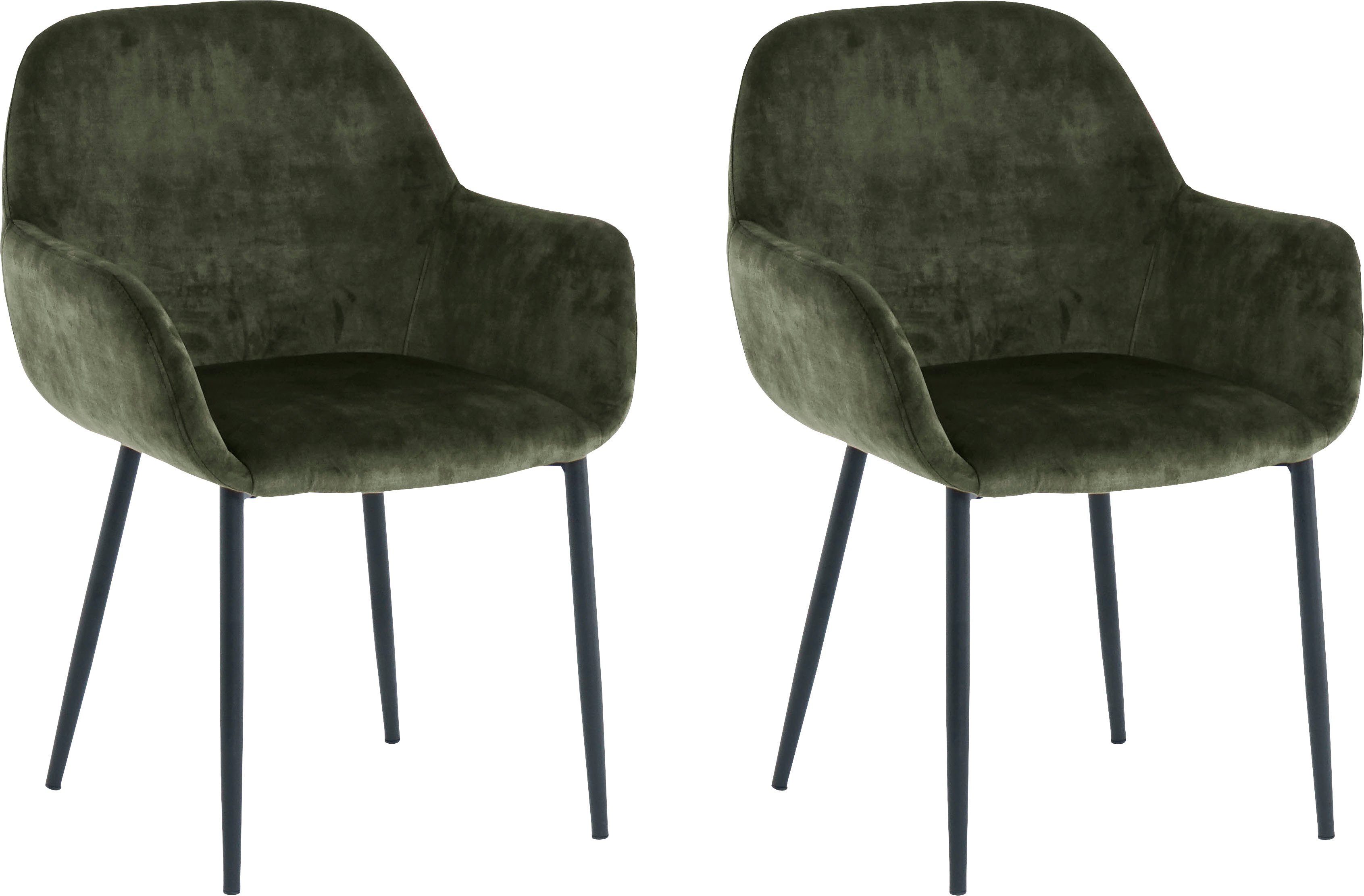 SIT Armlehnstuhl (Set, 2 St), glamouröser Bezug in Samtoptik Grün/schwarz | Grün | Stühle