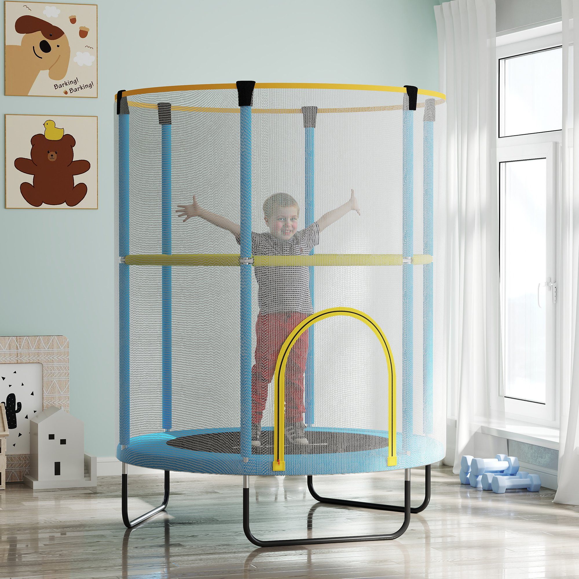AIYAPLAY Kindertrampolin Indoor Trampolin mit Sicherheitsnetz, günstig online kaufen