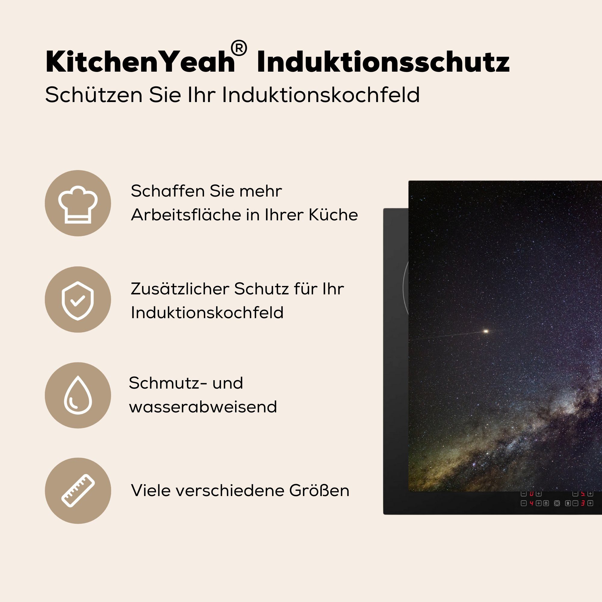 MuchoWow Herdblende-/Abdeckplatte Ceranfeldabdeckung küche, Milchstraße, der Vinyl, für 81x52 in Induktionskochfeld tlg), Mars Schutz (1 cm, die