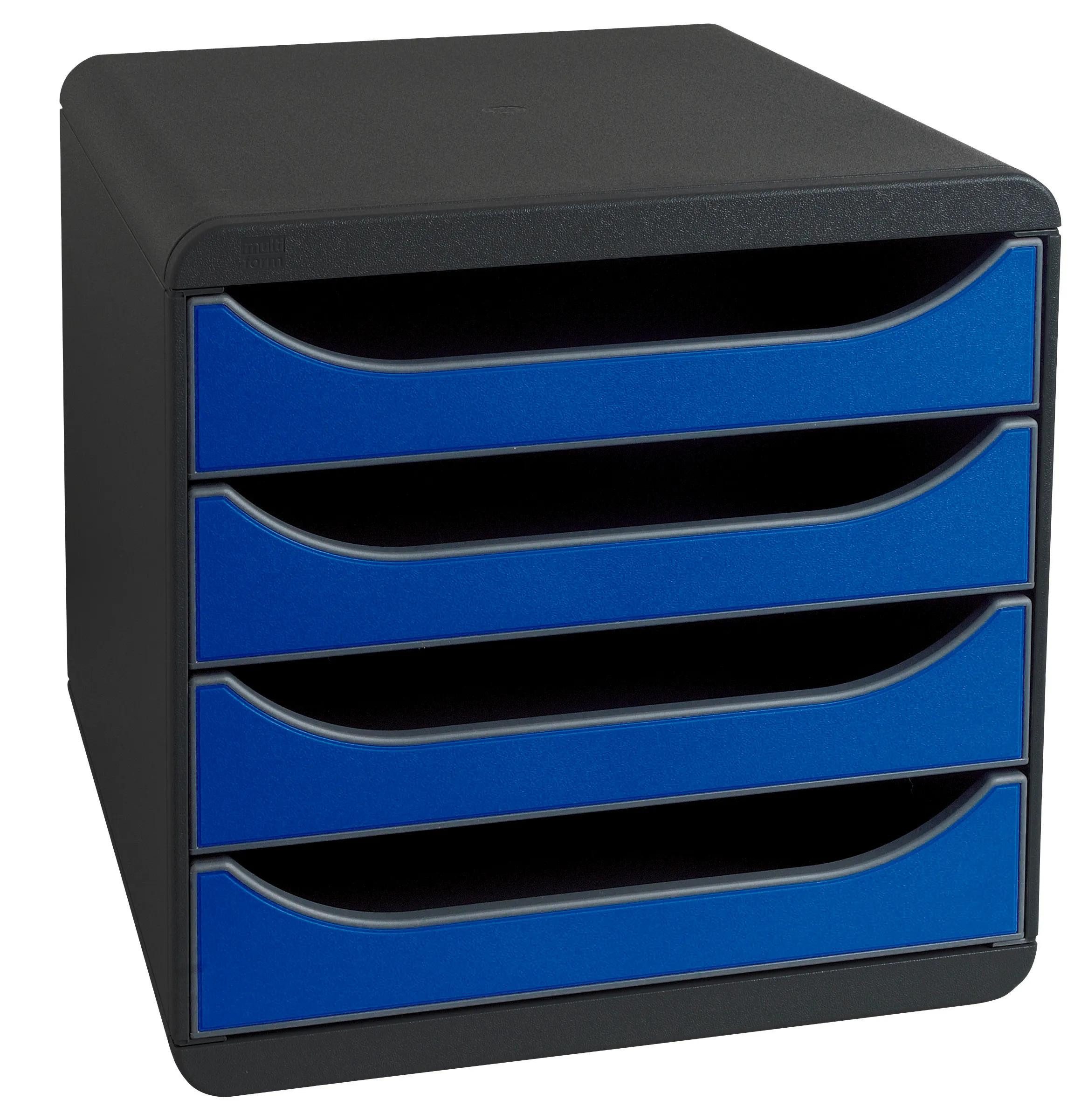 EXACOMPTA Schubladenbox Schubladenbox Big Box, 4 offene Schubladen, Königsblau, 310703D, Boxen einzen