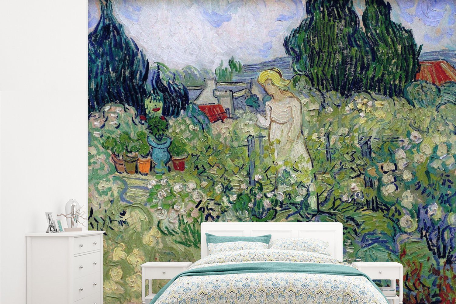 MuchoWow Fototapete Marguerite Gachet im Garten - Vincent van Gogh, Matt, bedruckt, (5 St), Vliestapete für Wohnzimmer Schlafzimmer Küche, Fototapete
