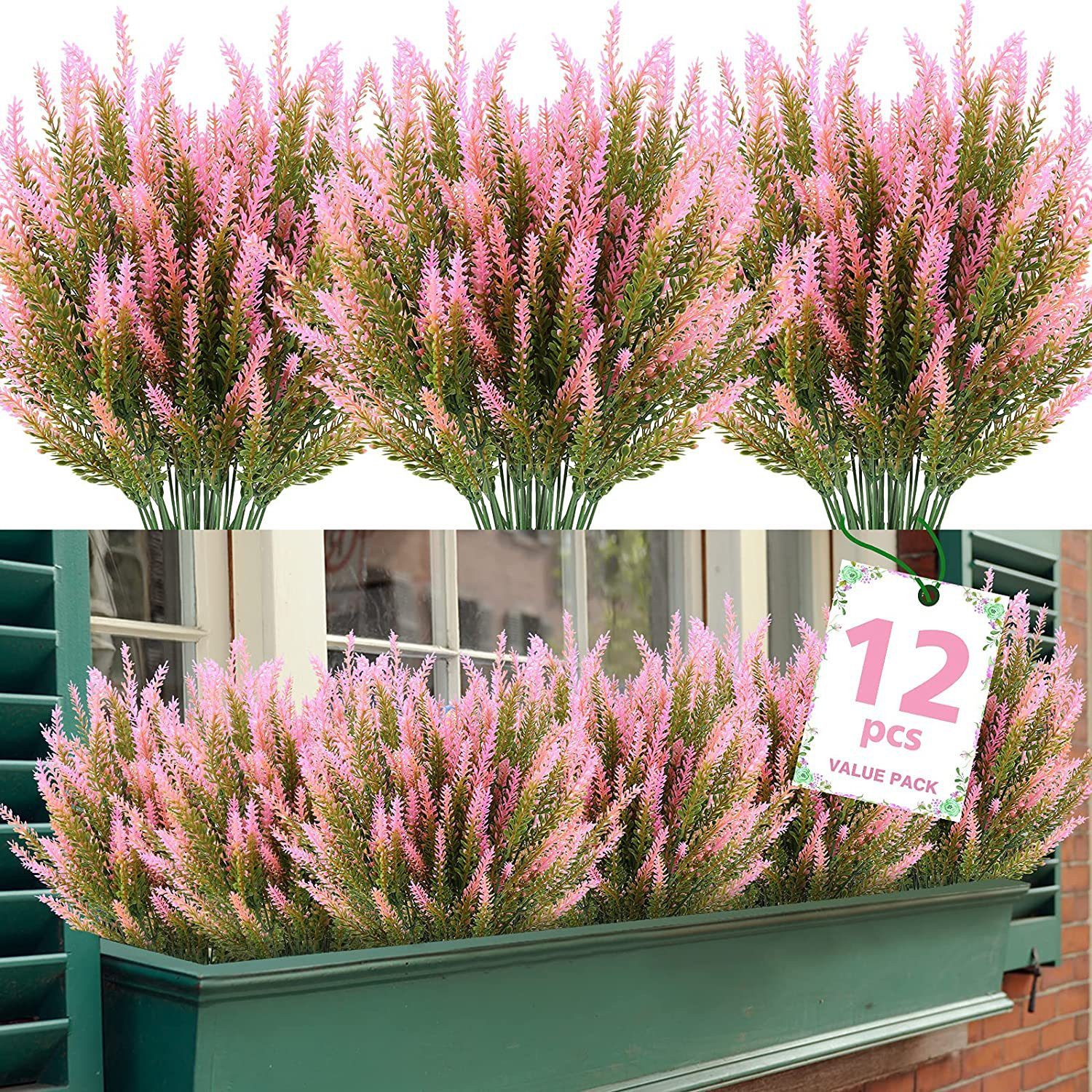 Kunstblumenstrauß 4 Bündel künstliche Lavendelsträuße, künstliche Lavendelblumen, Agger, Kunstlavendel, geeignet für Zuhause, Hochzeiten und Außendekorationen
