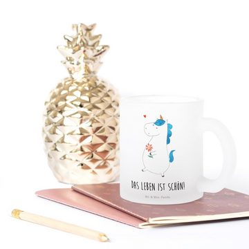 Mr. & Mrs. Panda Teeglas Einhorn Spaziergang - Transparent - Geschenk, Teetasse, Pegasus, Einh, Premium Glas, Liebevolle Gestaltung