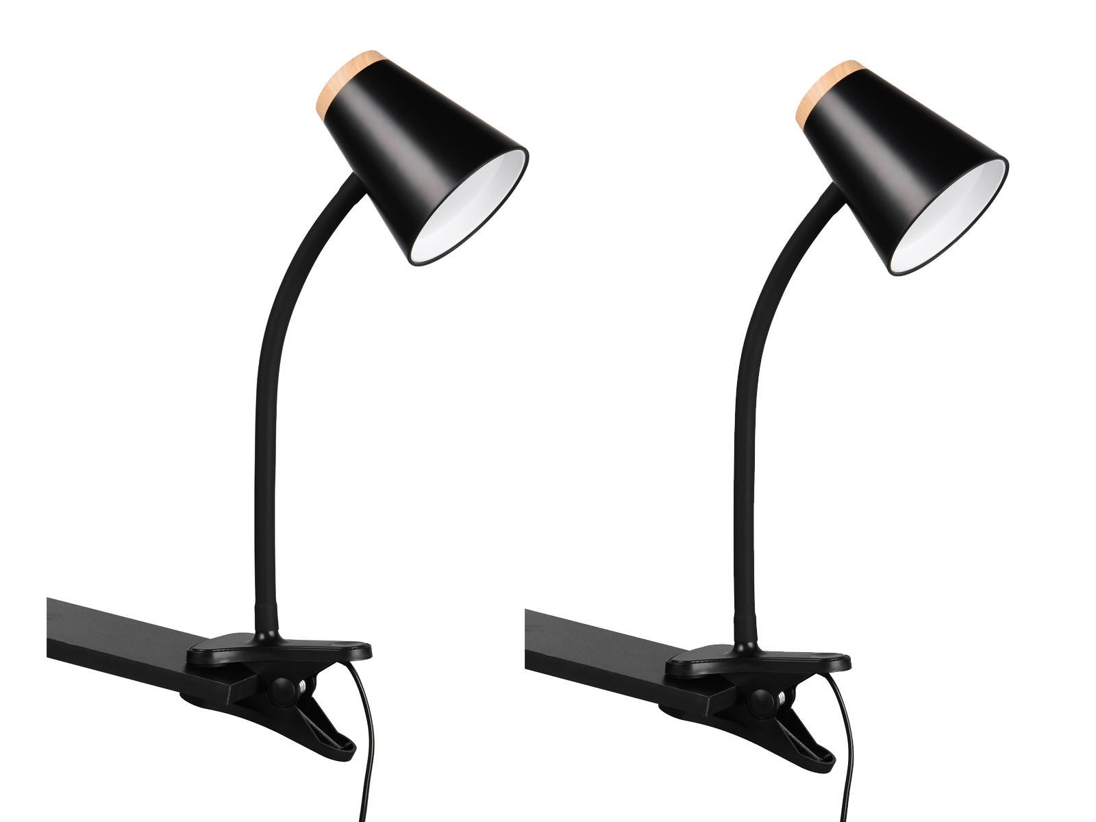 Reality Leuchten LED Klemmleuchte, LED fest integriert, Warmweiß, 2er SET Schwanenhals Klemmspots Schwarz, Лампи для читання Bett, Höhe 33cm