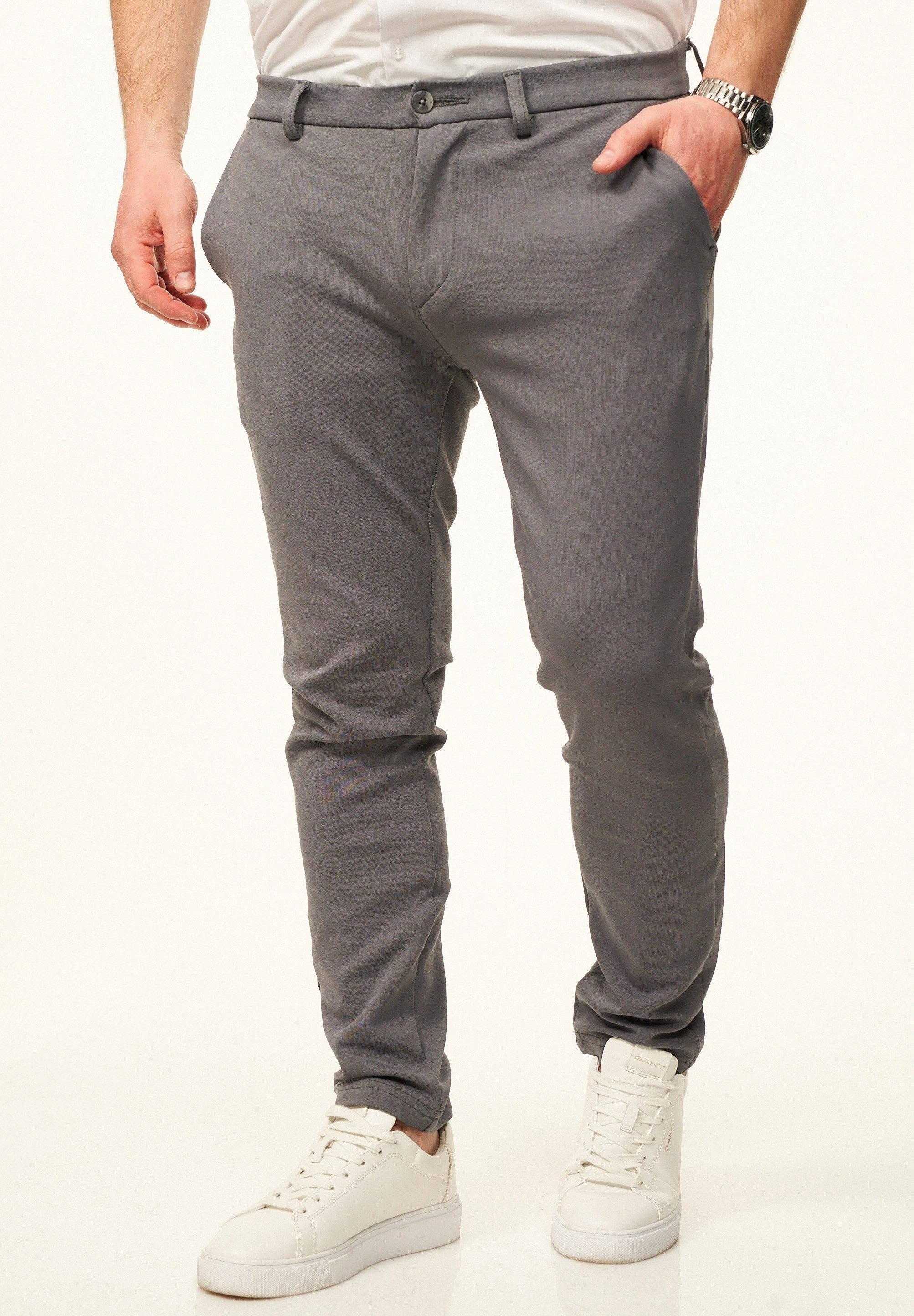 behype Chinohose mit Super Stretch als Performance Pants in Slim-Fit Herren Stoffhose elegant & casual – 6% Ultra-Flex Stretch