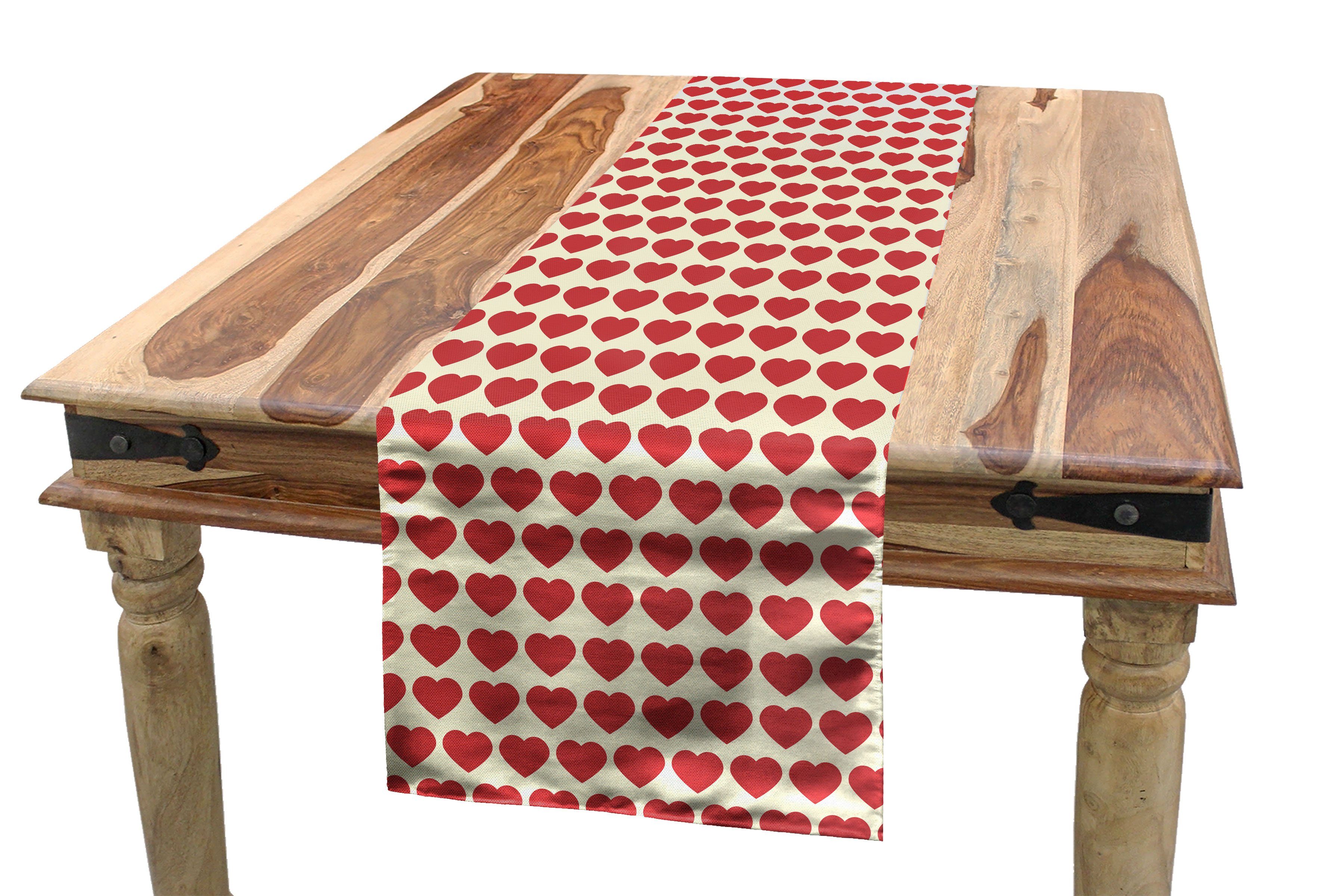 Valentine Vibrant Esszimmer Abakuhaus Tischläufer Rechteckiger Tischläufer, Hearts Dekorativer Red Küche