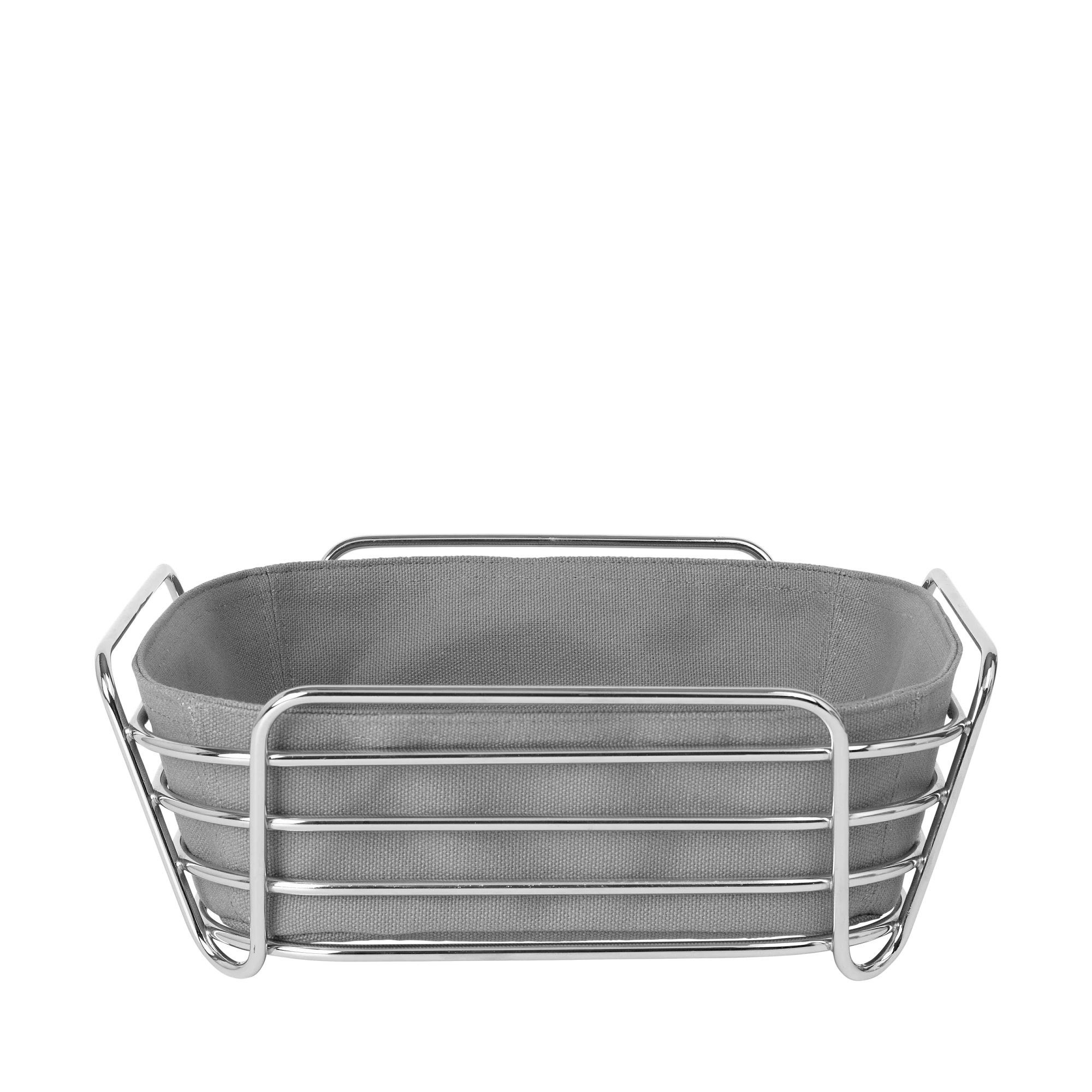 blomus Brotkorb -DELARA- Vielseitiger Brotkorb: Modernes Design, Verchromter Stahl, 100% Baumwolle, Hygienisch, Langlebig, Zeitlos