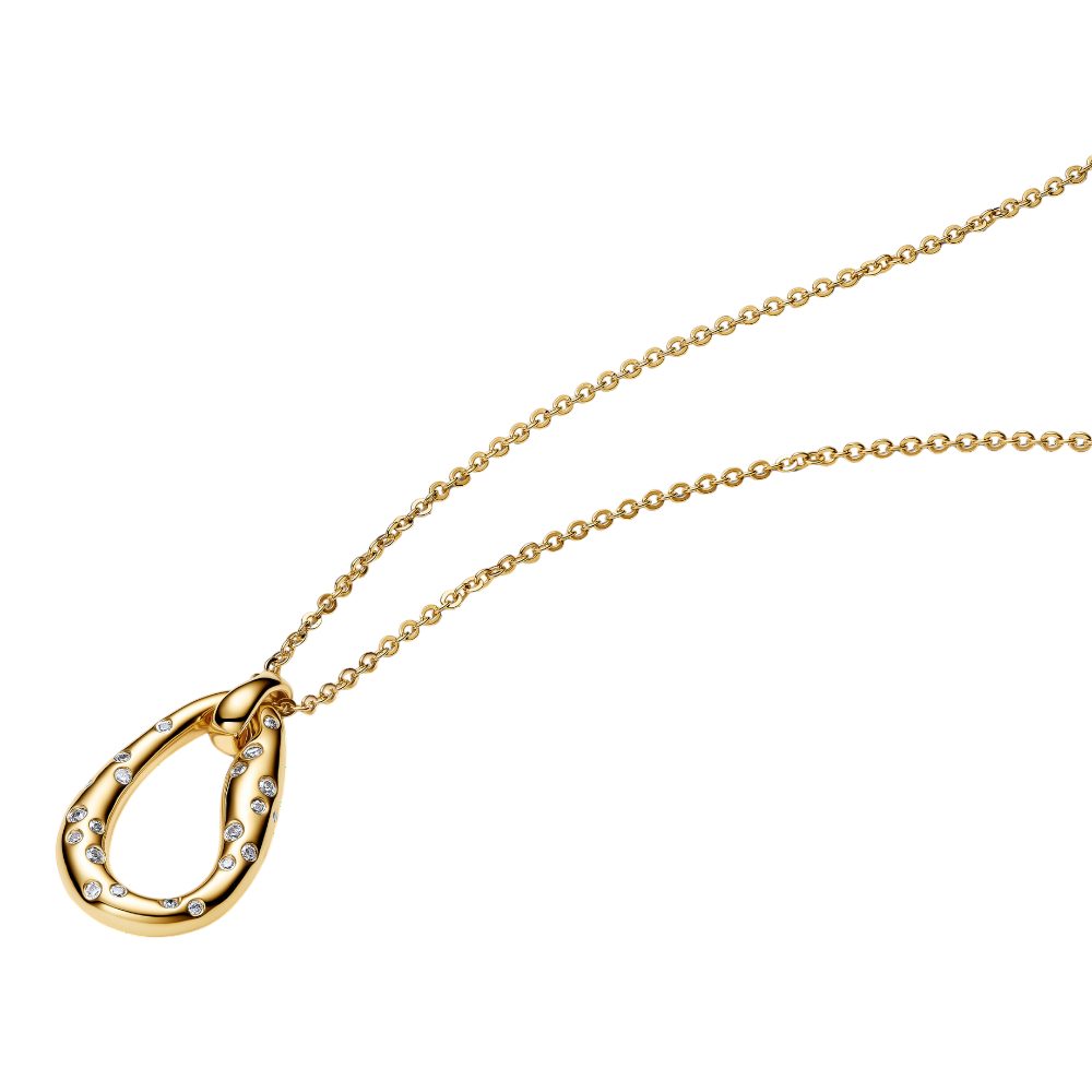 Pandora Kette mit Anhänger 364666C01-45, Vergoldet, Zirkonia, Organisch