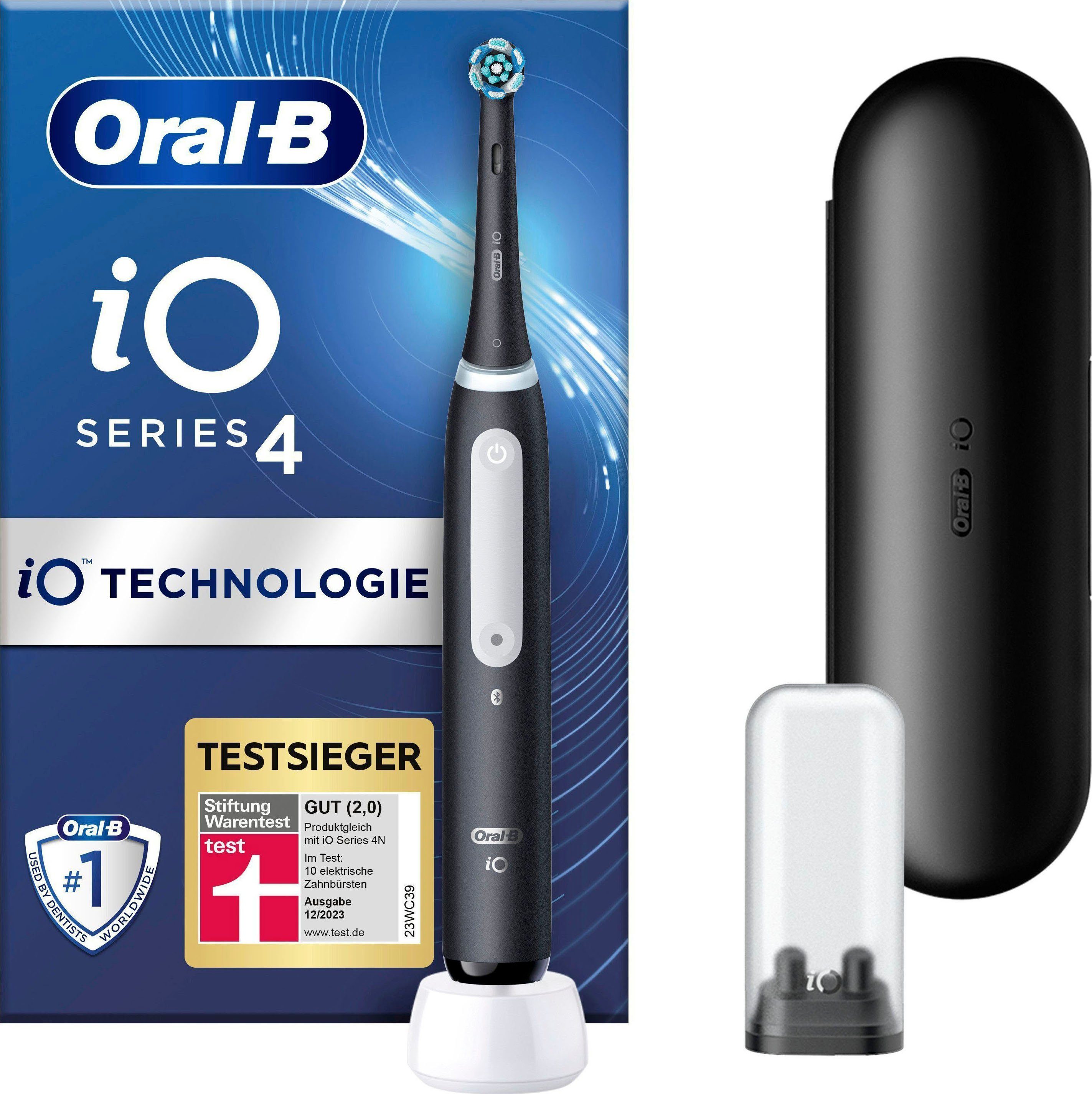 Oral-B Elektrische Zahnbürste iO 4, Aufsteckbürsten: 1 St., mit Magnet-Technologie, 4 Putzmodi, Reiseetui