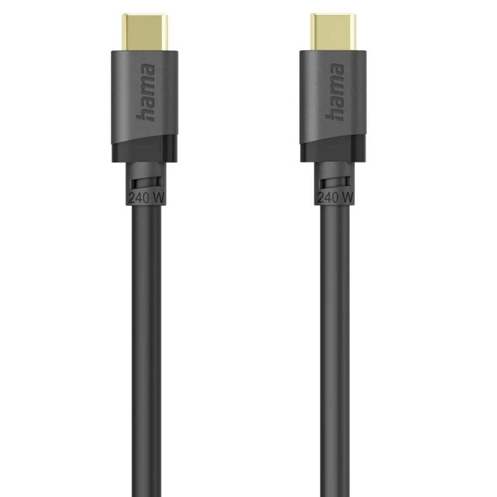 Hama USB-C® Kabel USB 3.2 Gen1 USB-C® Stecker 0.75 m Schwarz vergoldete USB-Kabel, vergoldete Steckkontakte