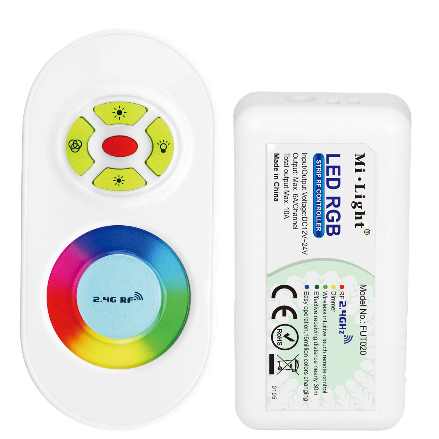 MiBoxer LED Stripe LED RGB Controller Steuergerät Dimmer mit Touchscreen Fernbedienung, mit Touch-Fernbedienung 12V und 24V für RGB LED Streifen (FUT020)