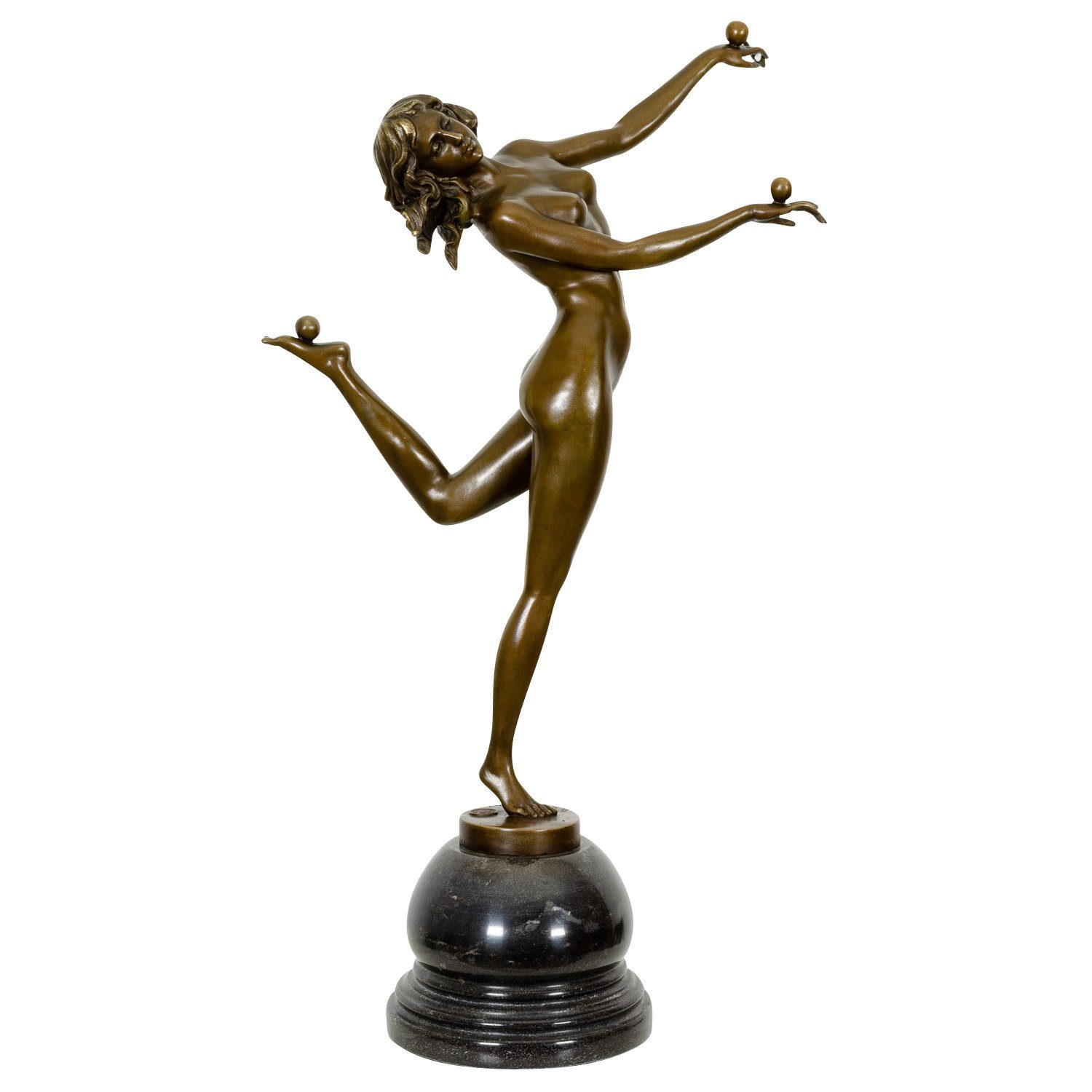 Aubaho Skulptur Bronzeskulptur Frau Akrobatin im Antik-Stil Bronze Figur Statue 54cm