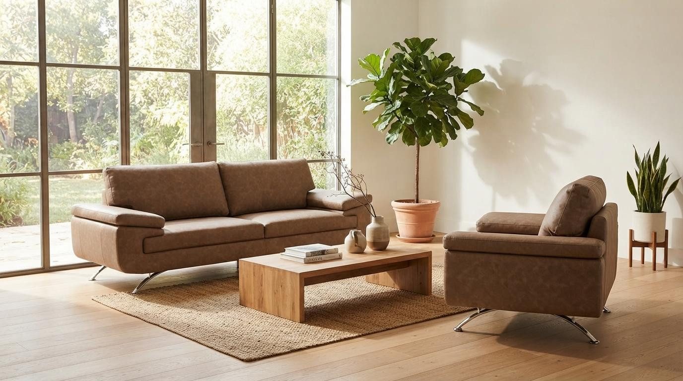 JVmoebel Polstergarnitur Dreisitzer Sofa Sessel Polstermöbel Wohnzimmer Modern Elegant Stilvoll, (2-tlg., 2-tlg)