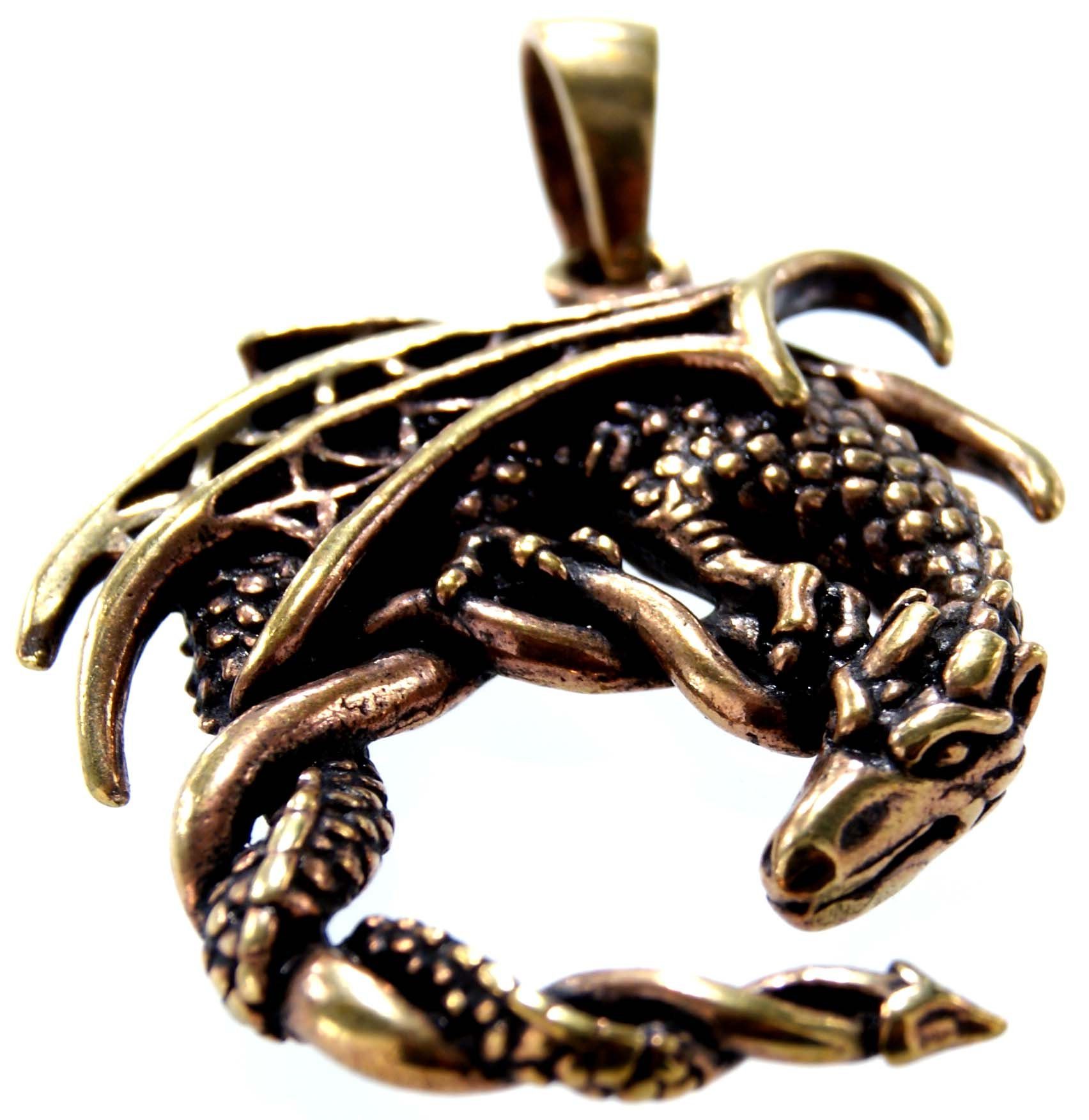 Bronze Leather Drache of Kiss Dragon Drachen Fanatsie Anhänger Kettenanhänger