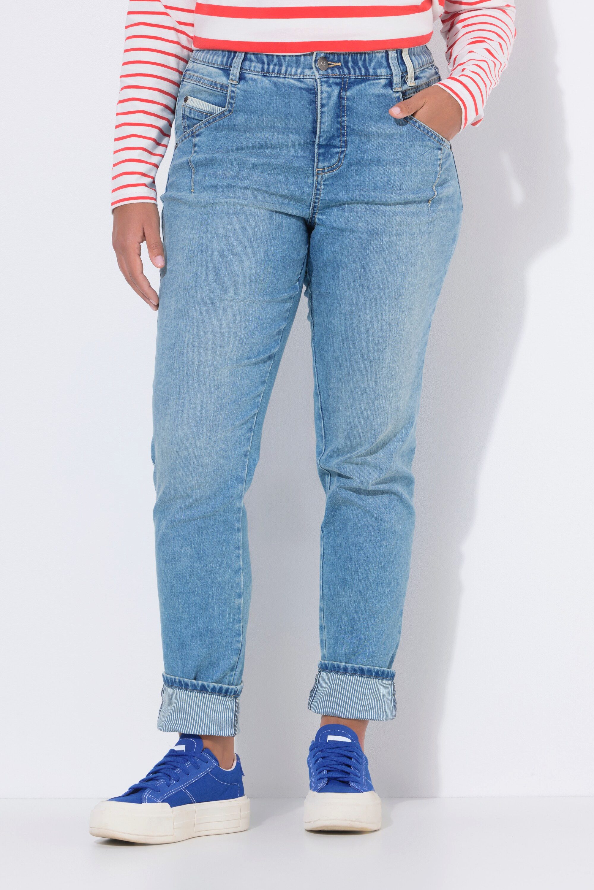 Röhrenjeans Jeans Slim Fit Streifen-Details