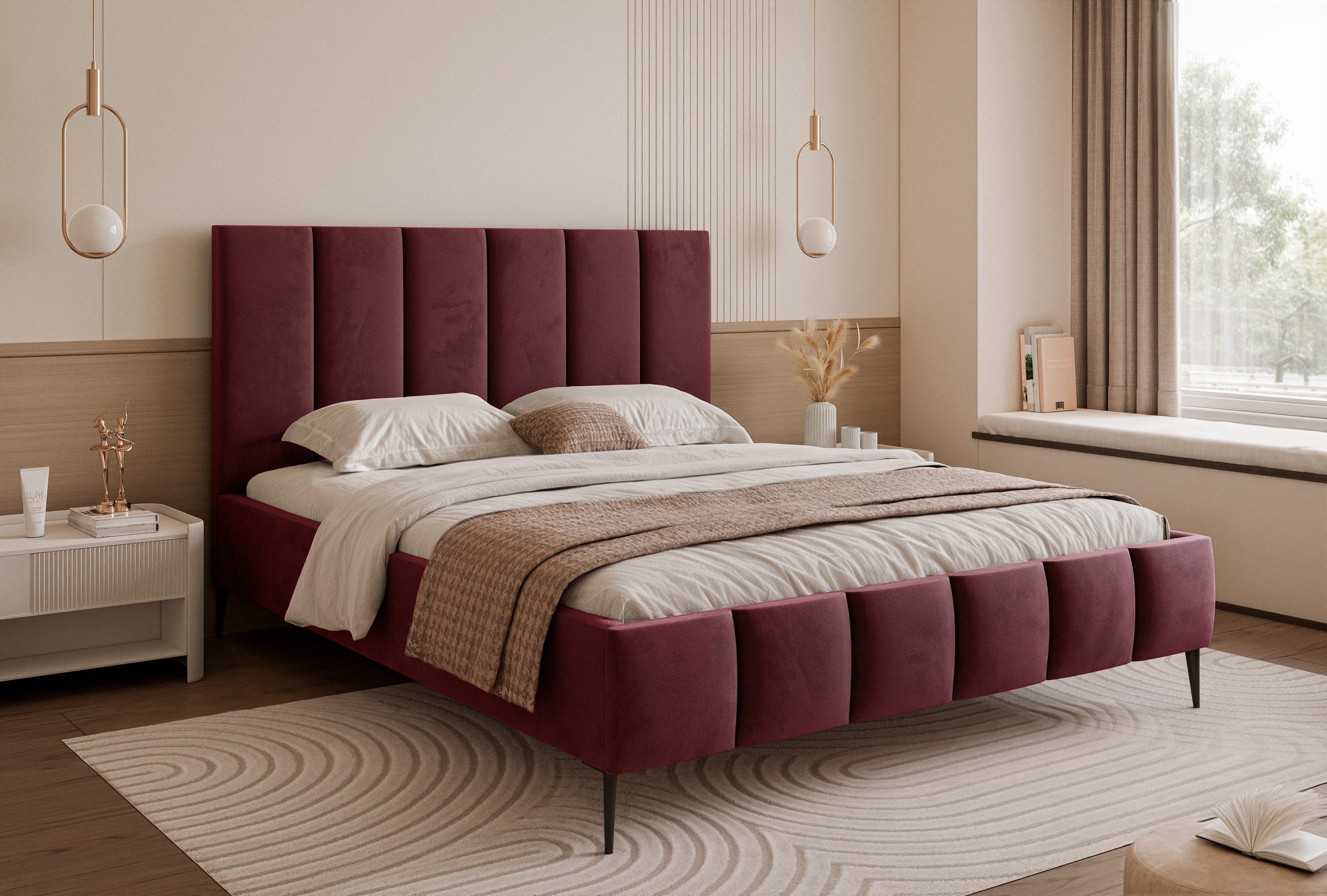 Goldstoff Polsterbett Elegantes Bett mit hohem günstig online kaufen