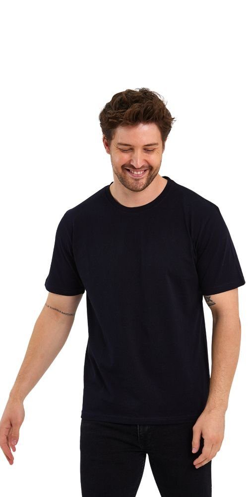 gerader Abschluss Basic (Packung, T-Shirts mit COMEOR Dunkelblau Herren T-Shirt Ärmel Baumwolle 1-tlg)