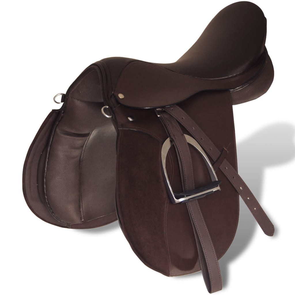 vidaXL Westernsattel, Pferdereiten Sattelset 17,5" echtes Leder braun 18 cm 5-in-1