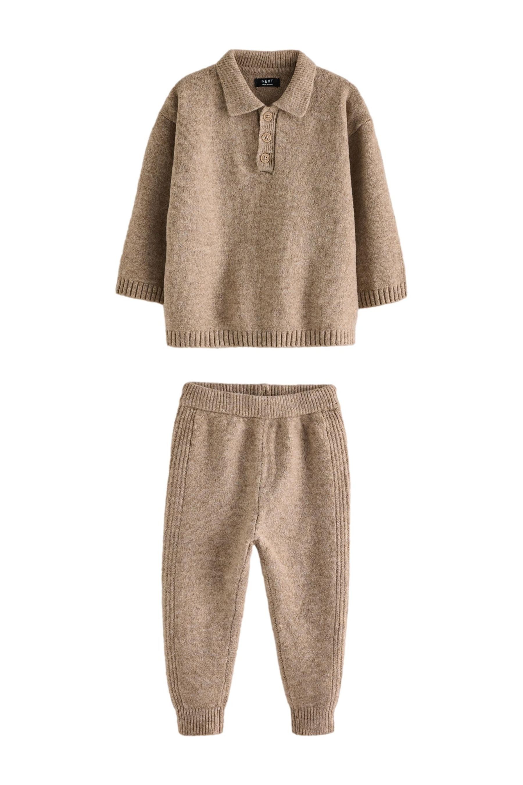 Langarmshirt & Hose Langarm-Strickpolo und Jogginghosen im Set
