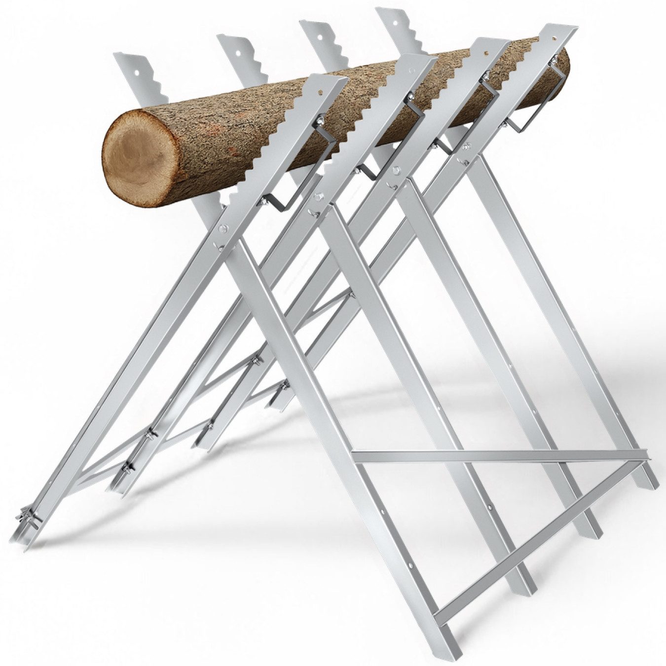 tectake Klappbock Holzsägebock, aus verzinktem Stahl mit 4 Stammhaltern