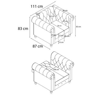 Dorel Home Chesterfield-Sessel Felix, mit Rückenlehne 3-fach verstellbar, Beine Massivholz, Sitzhöhe 46 cm