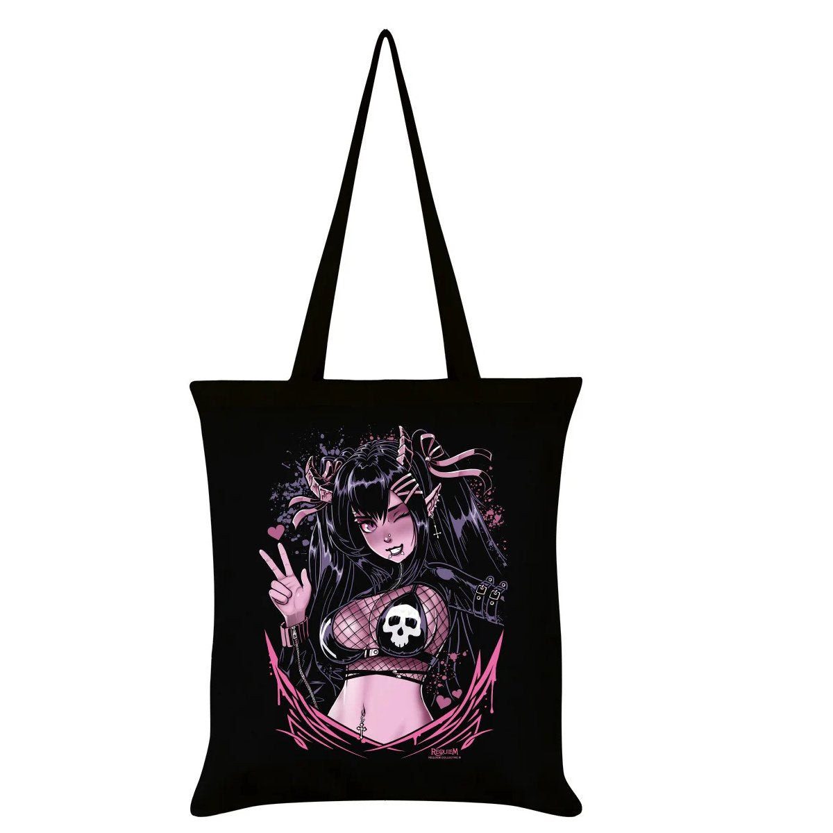 Schultertasche Gothic Anime Stofftasche Schultertasche Hanni in schwarz