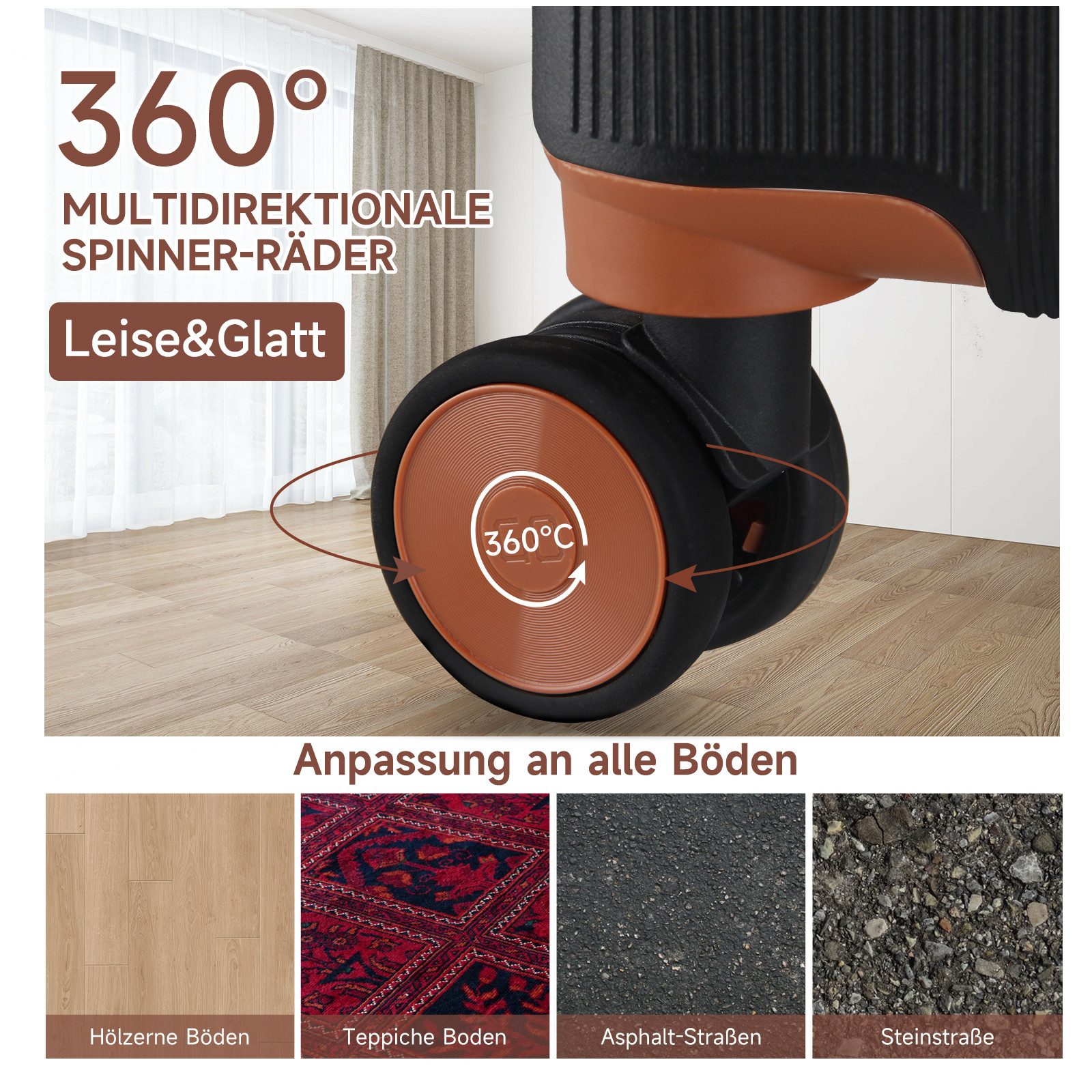 HOMELUX Kofferset Trolley Rollkoffer Reisekoffer Handgepäck HL-M6939, (Set, 3), Rollkoffer Trolley Hartschalen koffer Set - M-L-XL