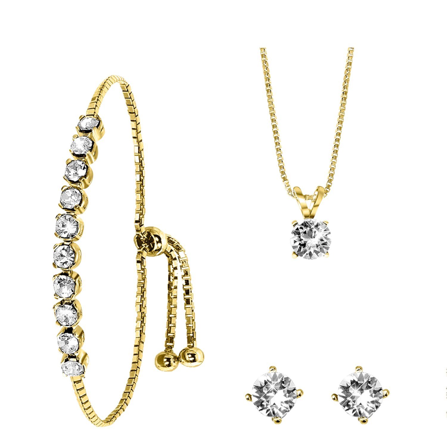 LUCARDI Schmuckset Set - 925 Silber - Gold - Swarovski-Kristalle - Damen