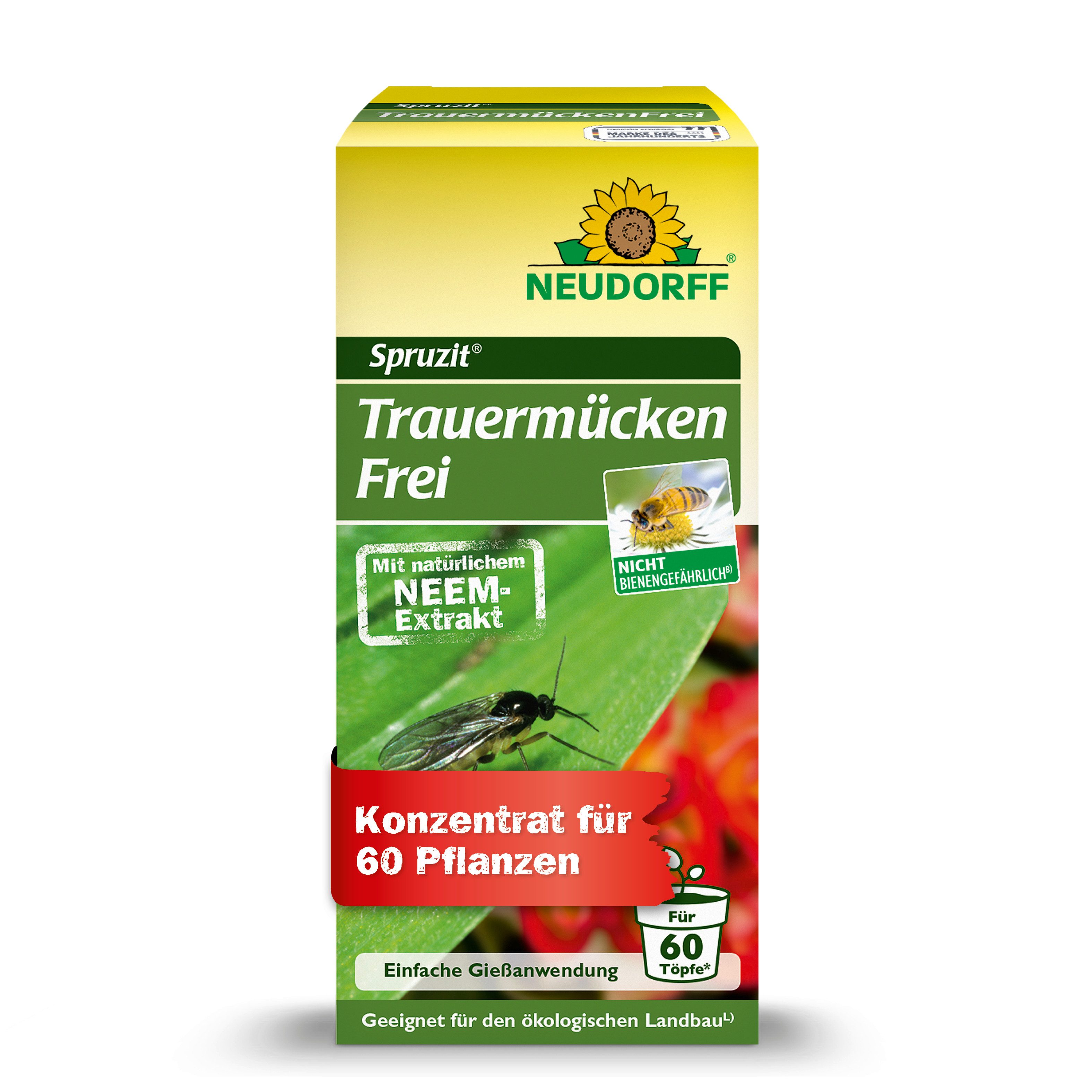 Neudorff Insektenspray Spruzit Trauermückenfrei 30 ml - zum gießen für 60 Pflanzen, 30 ml, 30 ml ausreichend für bis zu 60 Pflanztöpfe, Gießanwendung zur Bekämpfung von Trauermückenlarven, Gießkonzentrat gegen Trauermückenlarven für bis zu 60 Töpfe