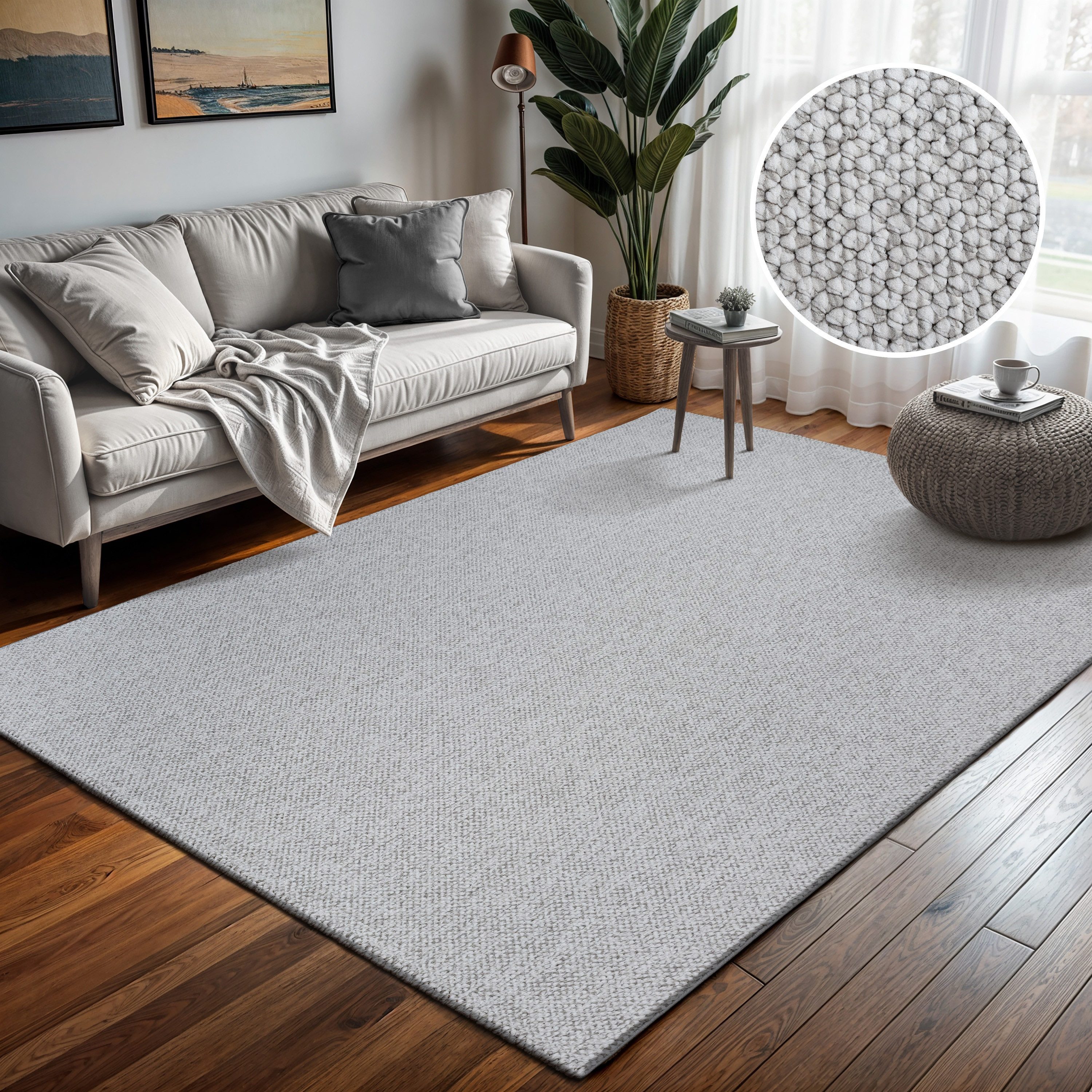 Sanat Teppich Lora Plus, auch als Läufer, rechteckig, Höhe: 5 mm, Kurzflor, uni, gekettelt, Wohnzimmer, Kinderzimmer