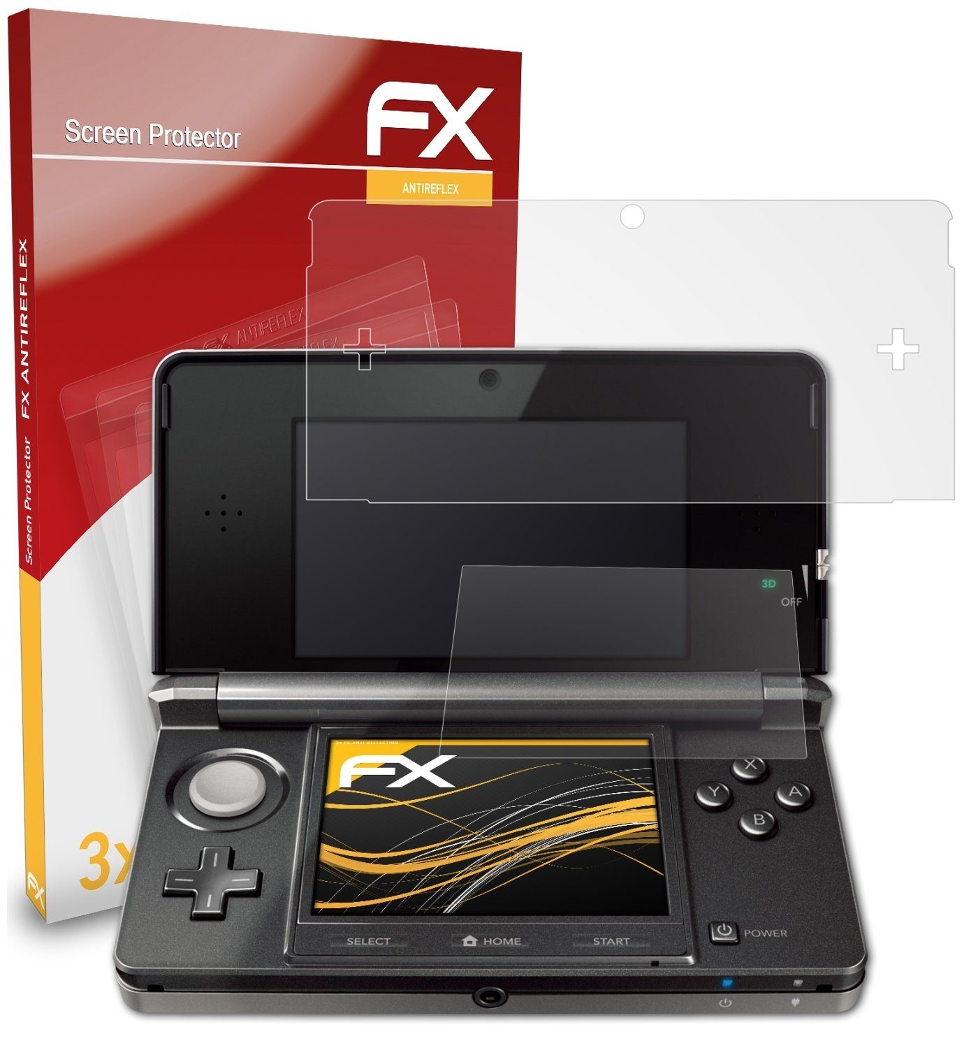 atFoliX Schutzfolie für Nintendo 3DS 2011, (3er Set), Entspiegelnd und  stoßdämpfend