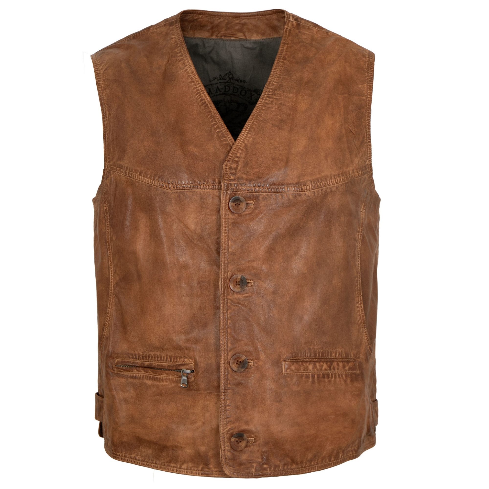 Maddox Lederweste Georgio Maddox - Herren Lederweste Weste Lammnappa whisky cognac